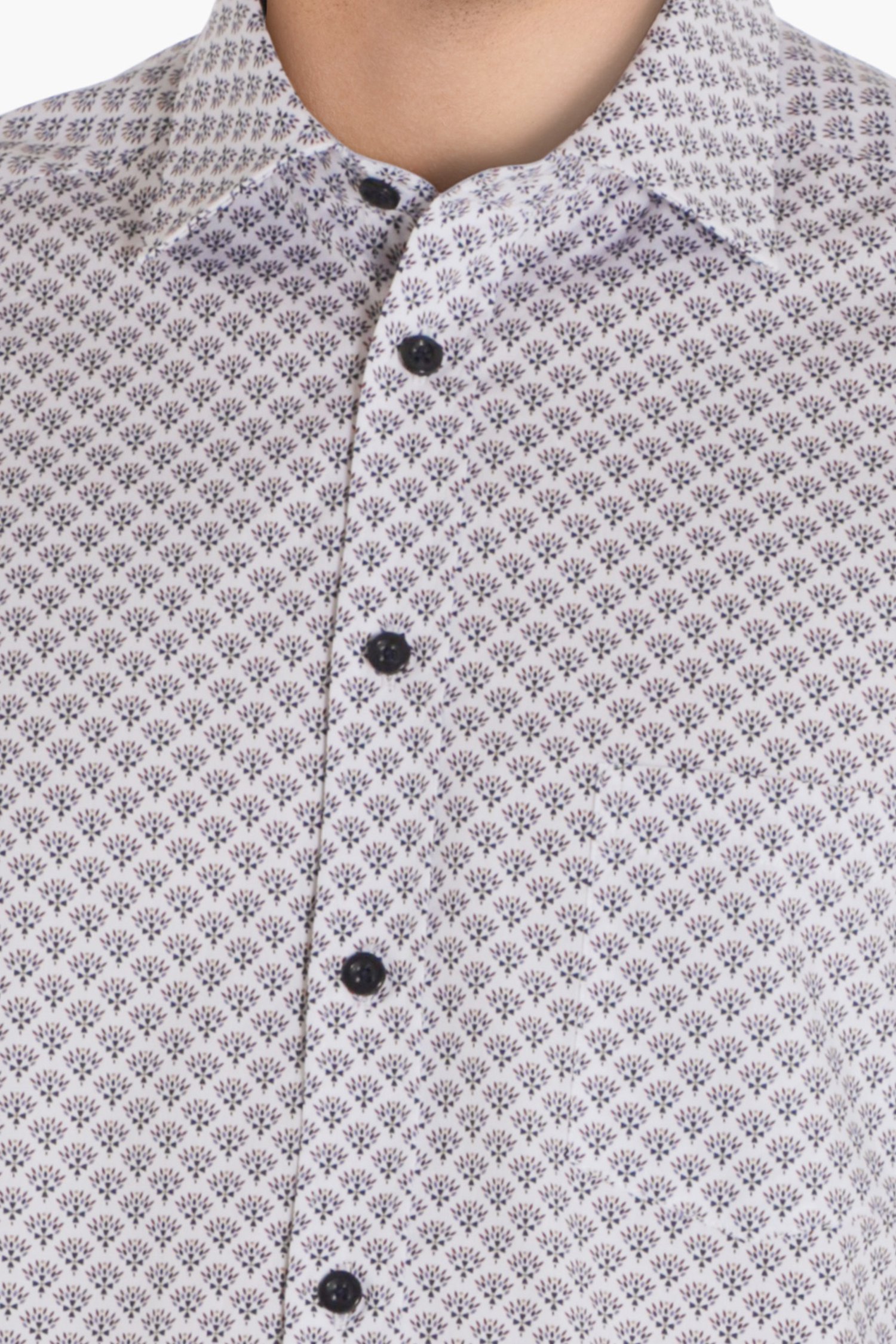 Wit hemd met kleine bloemenprint - regular fit van Dansaert Blue voor Heren