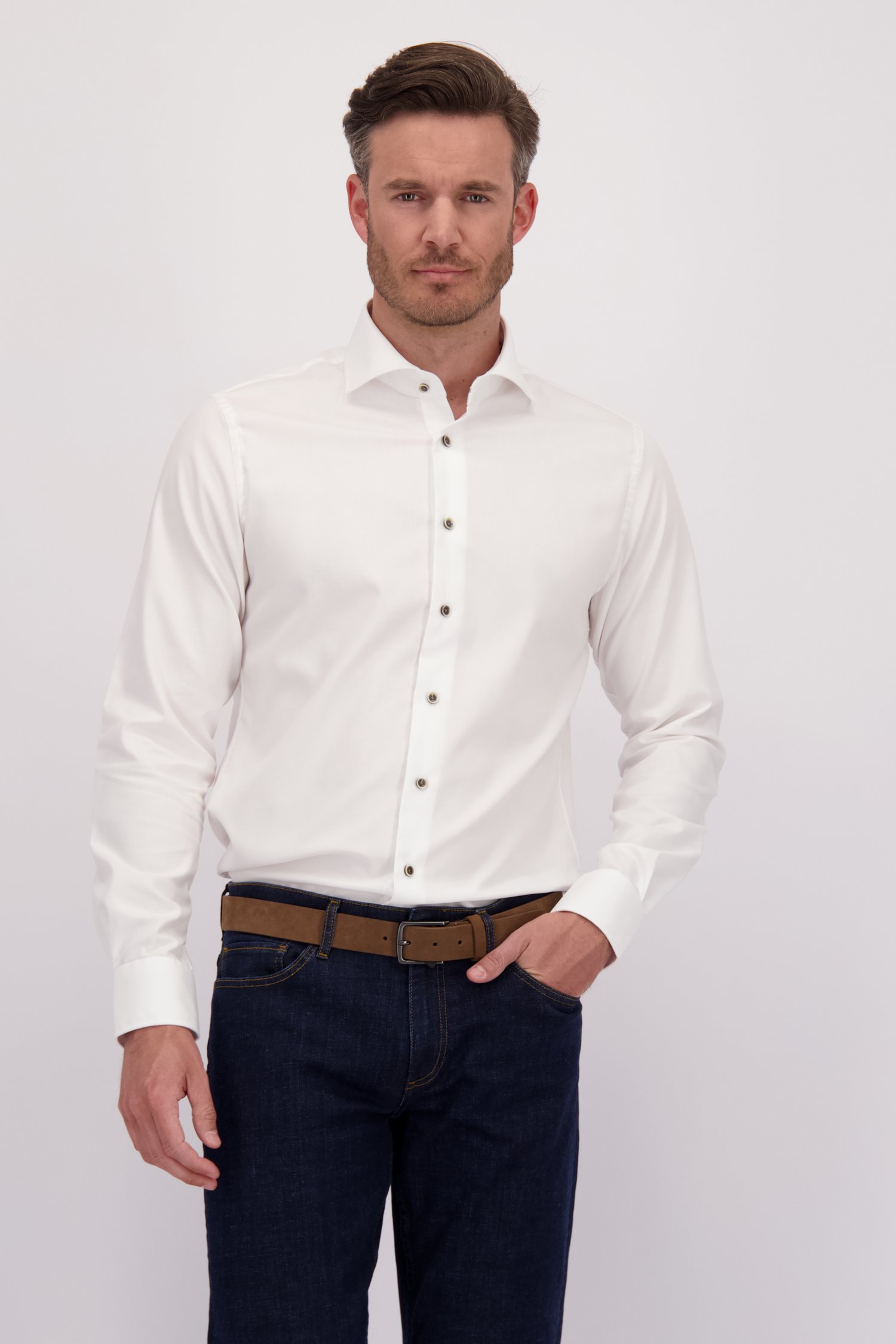 Wit hemd met lange mouwen - Slim fit van Michaelis voor Heren