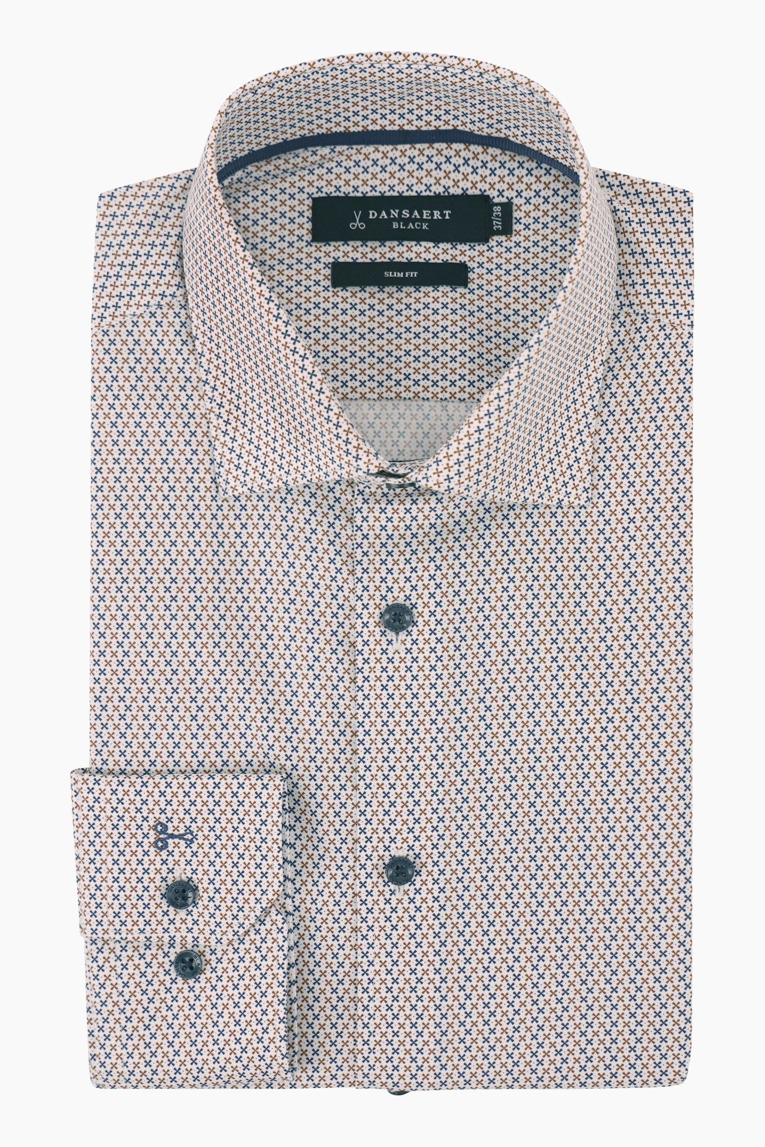 Wit hemd met patroon - slim fit van Dansaert Black voor Heren