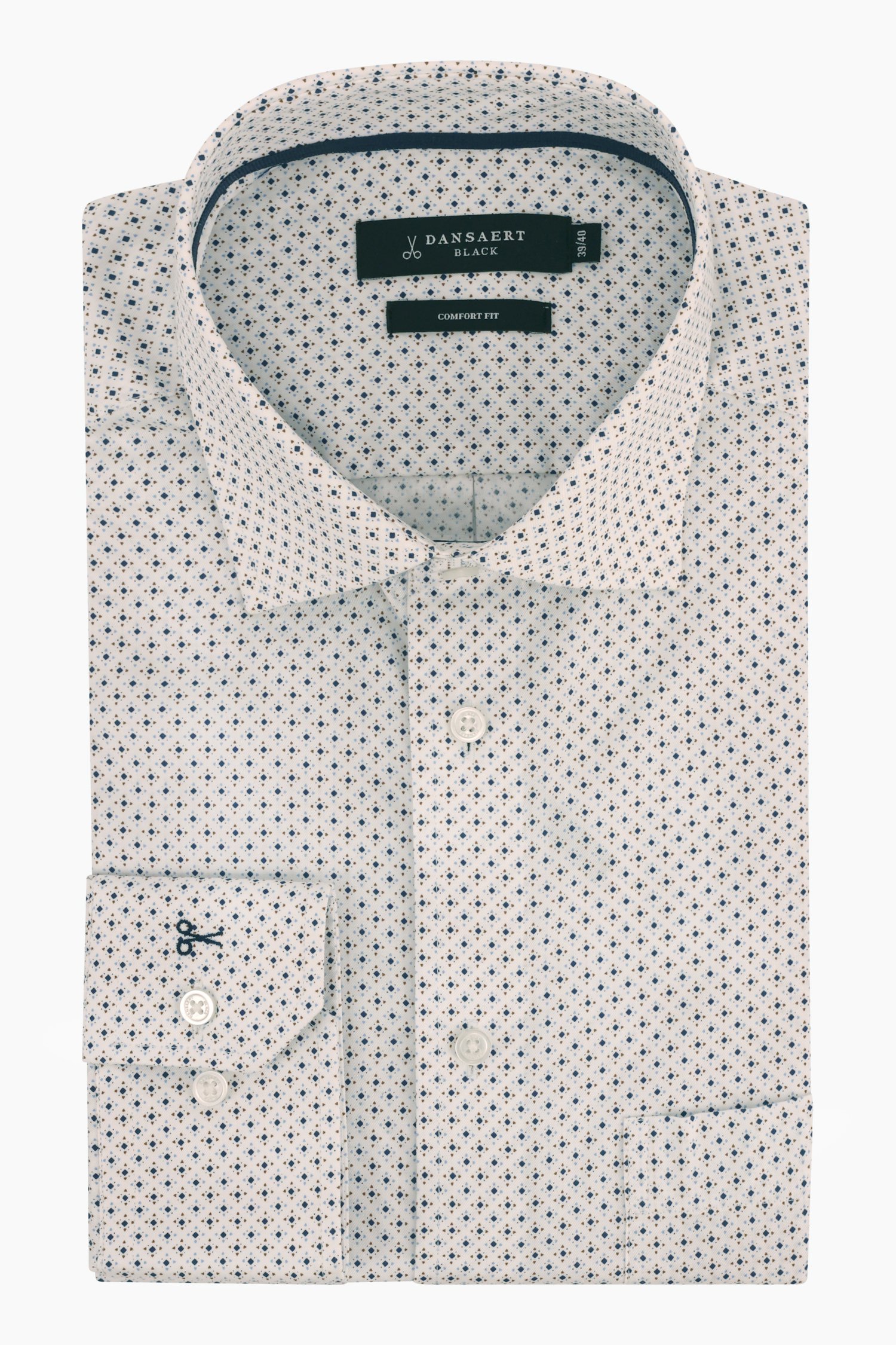 Wit hemd met print - comfort fit van Dansaert Black voor Heren