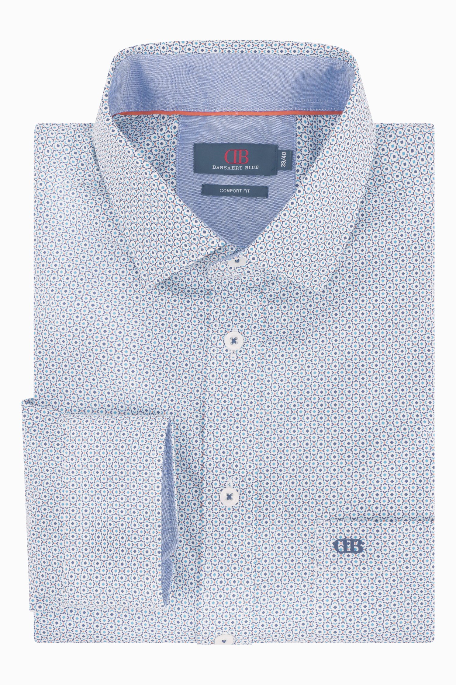 Wit hemd met print - comfort fit van Dansaert Blue voor Heren
