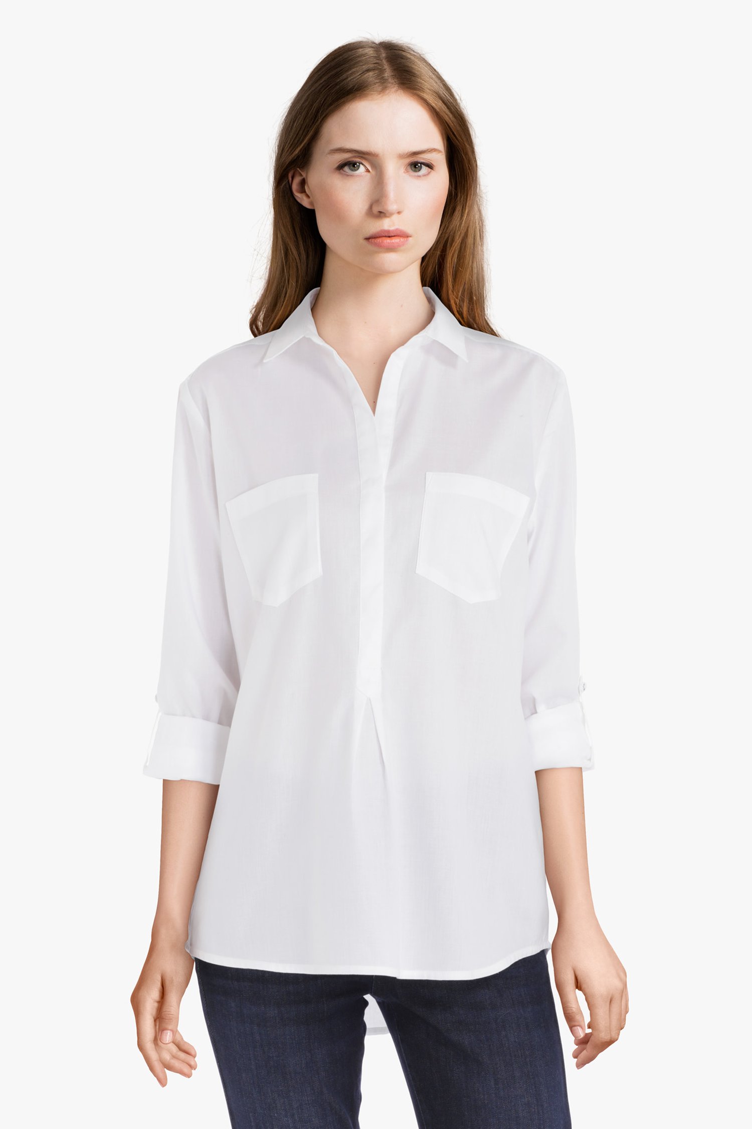 Wit katoenen blouse met borstzakjes van Opus voor Dames
