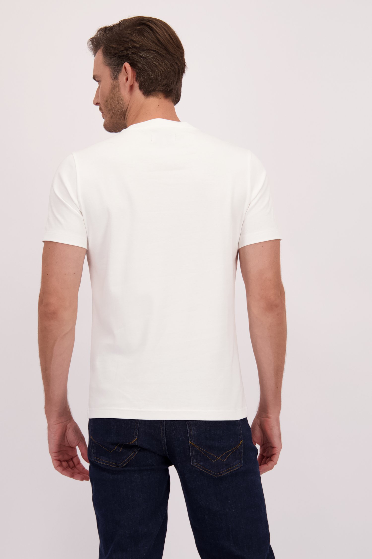 Achterkant van Wit katoenen T-shirt met ronde hals  door Upper East voor Heren