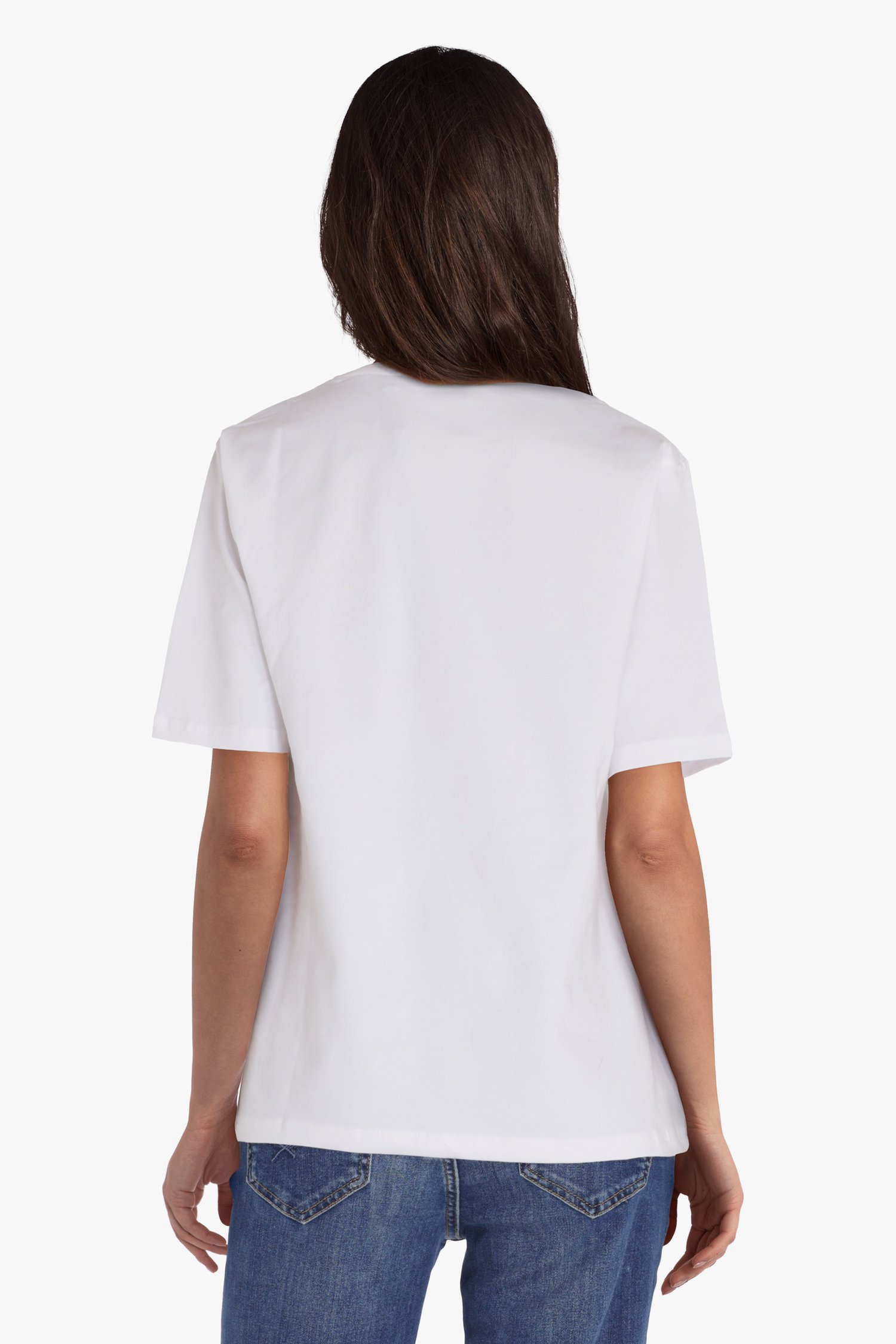 Wit T-shirt met blauwe strass in stretchkatoen van Bicalla voor Dames