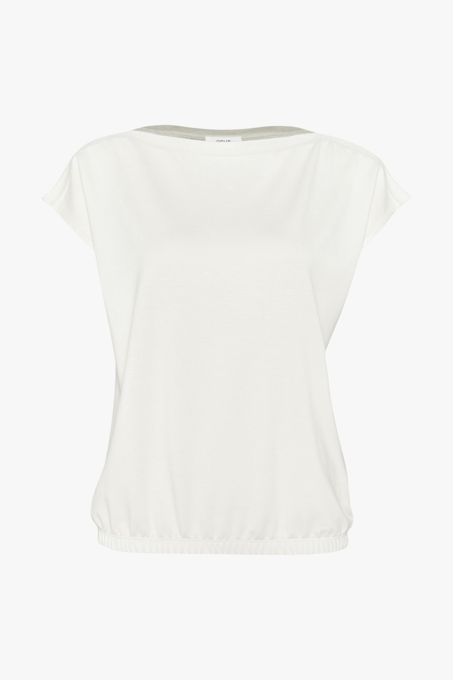 Hoofdkwartier Transparant Groet Wit T-shirt met elastische taille van Opus | 9872475 | e5