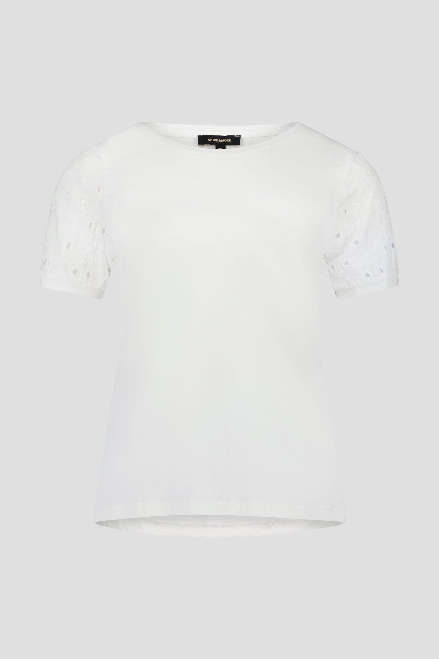 Wit T-shirt met gebloemde mouwtjes van More & More voor Dames