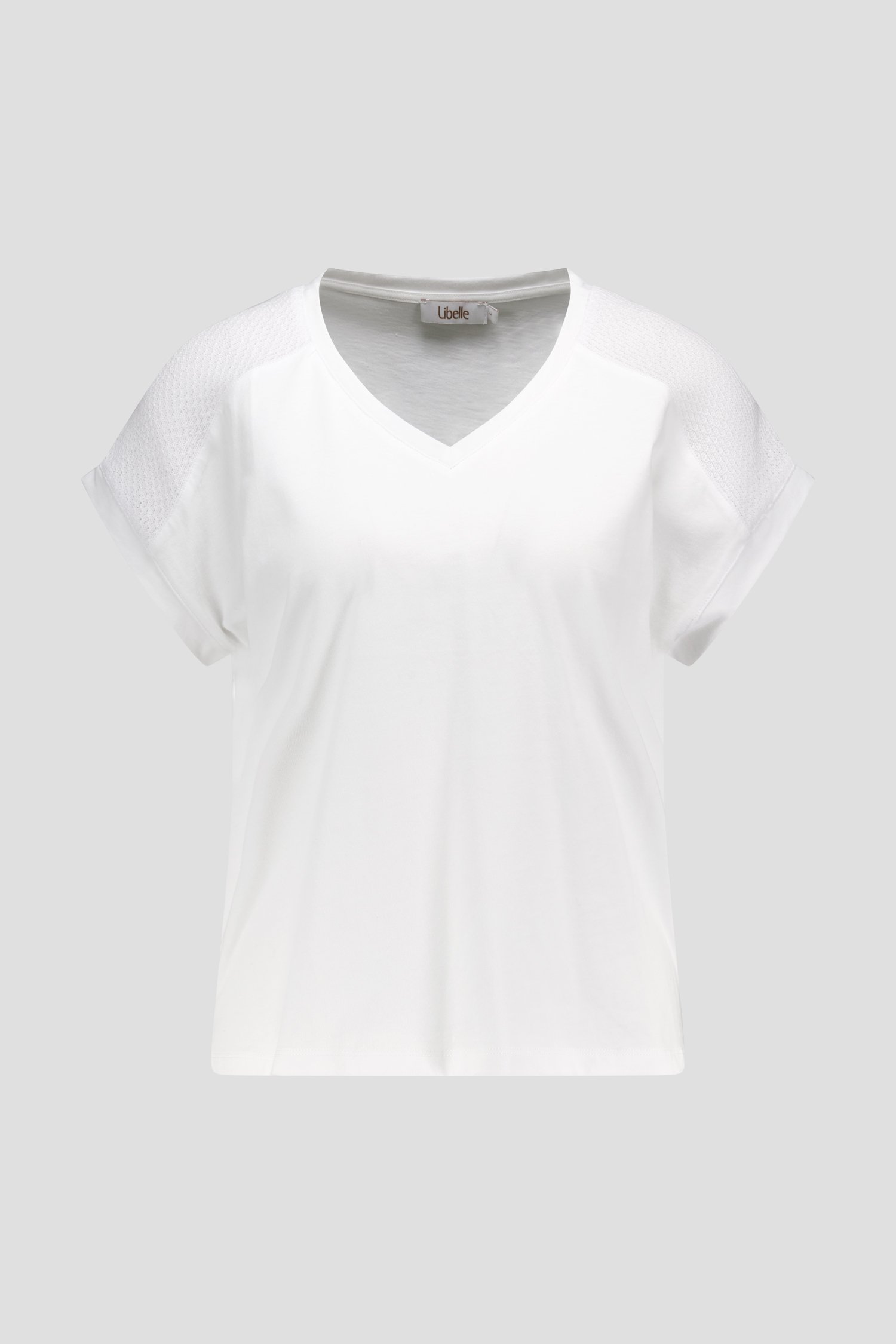 Wit T-shirt met gebreid schouderdetail van Libelle voor Dames