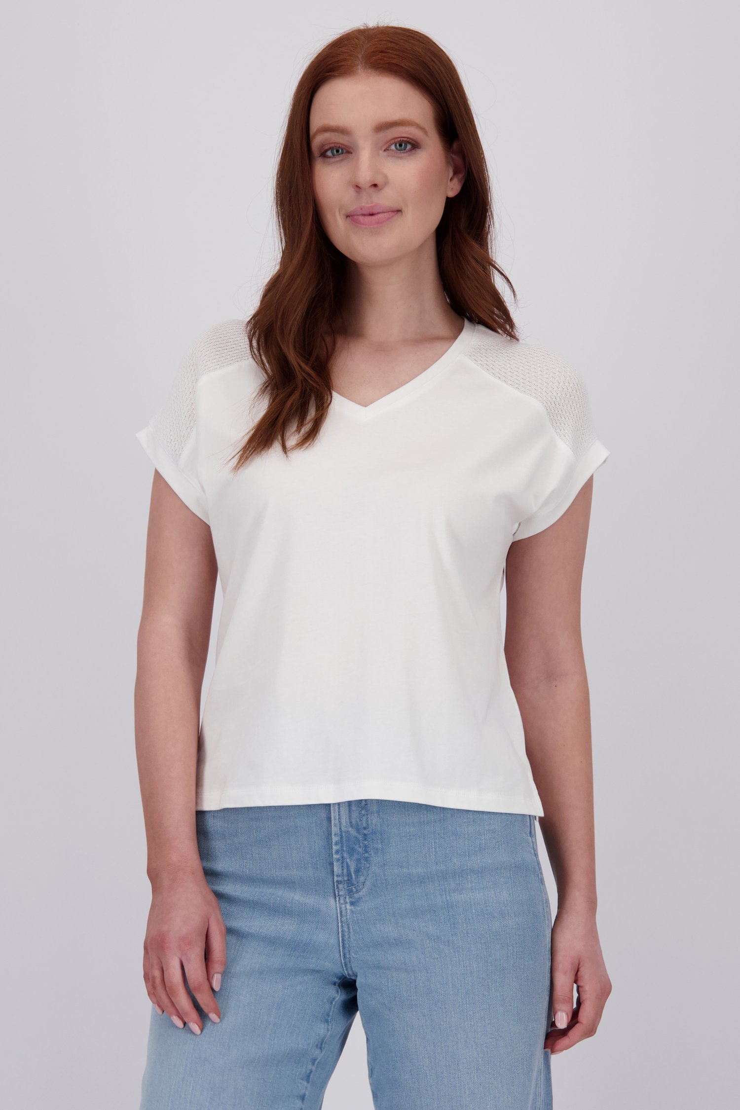Wit T-shirt met gebreid schouderdetail van Libelle voor Dames