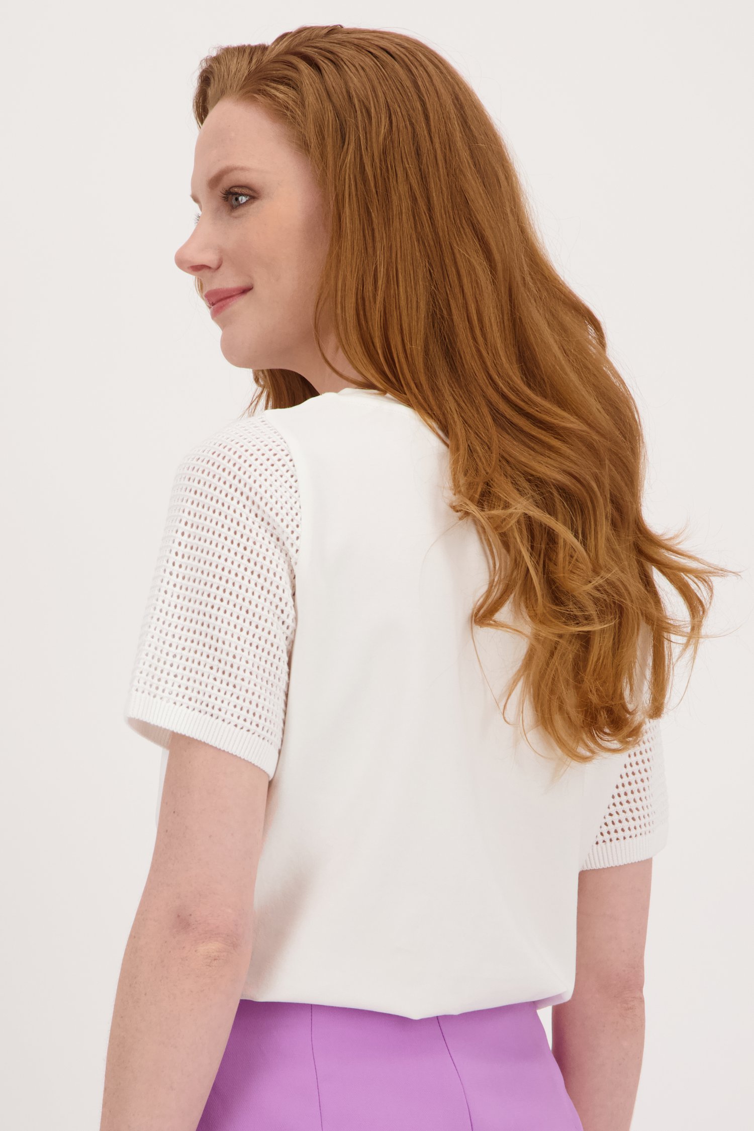 Wit T-shirt met gehaakte mouwen van Libelle voor Dames