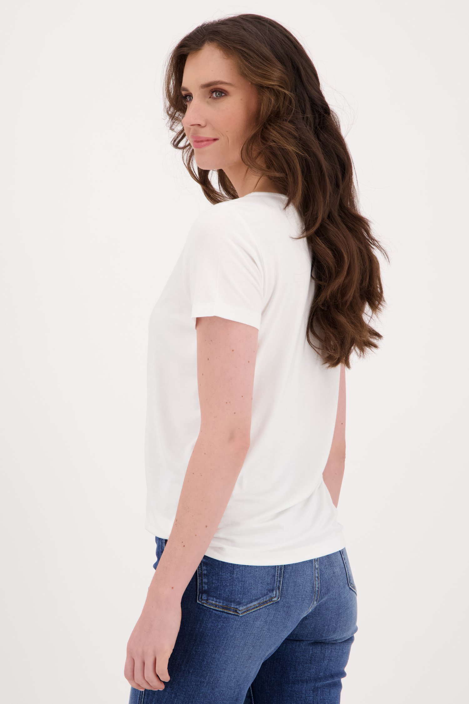 Wit T-shirt met glitterende opdruk van More & More voor Dames