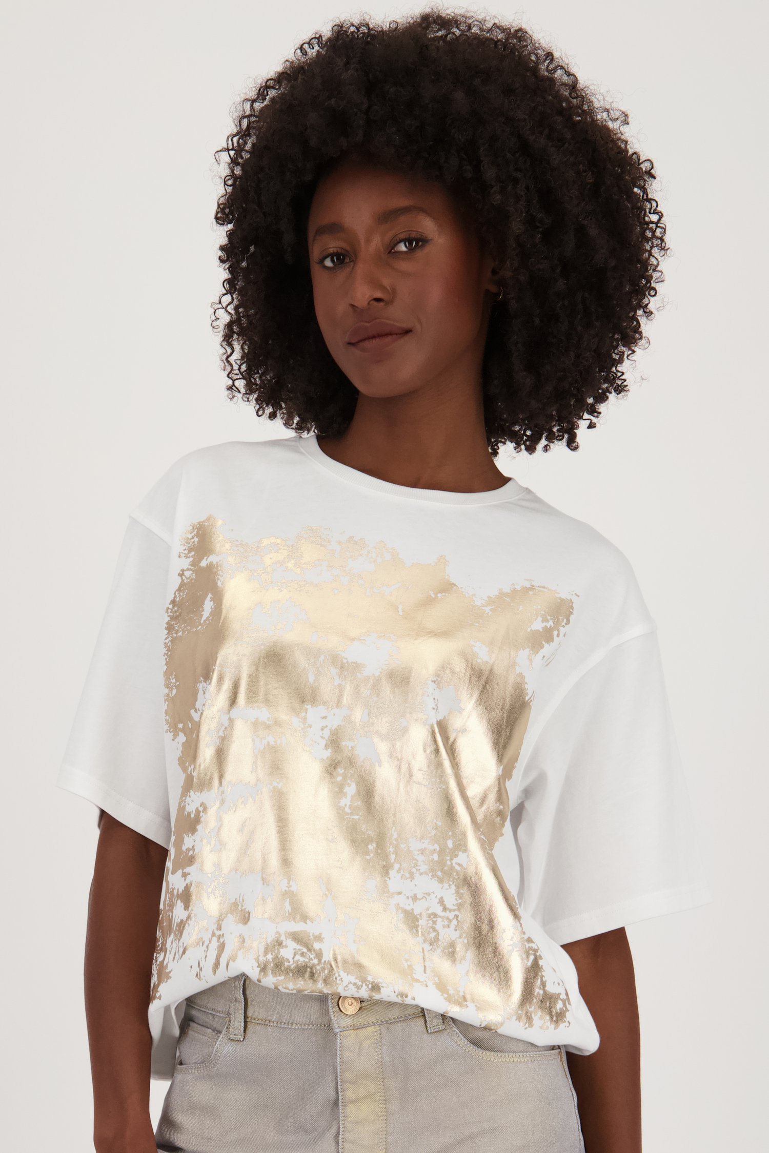 T shirt met gouden opdruk sale