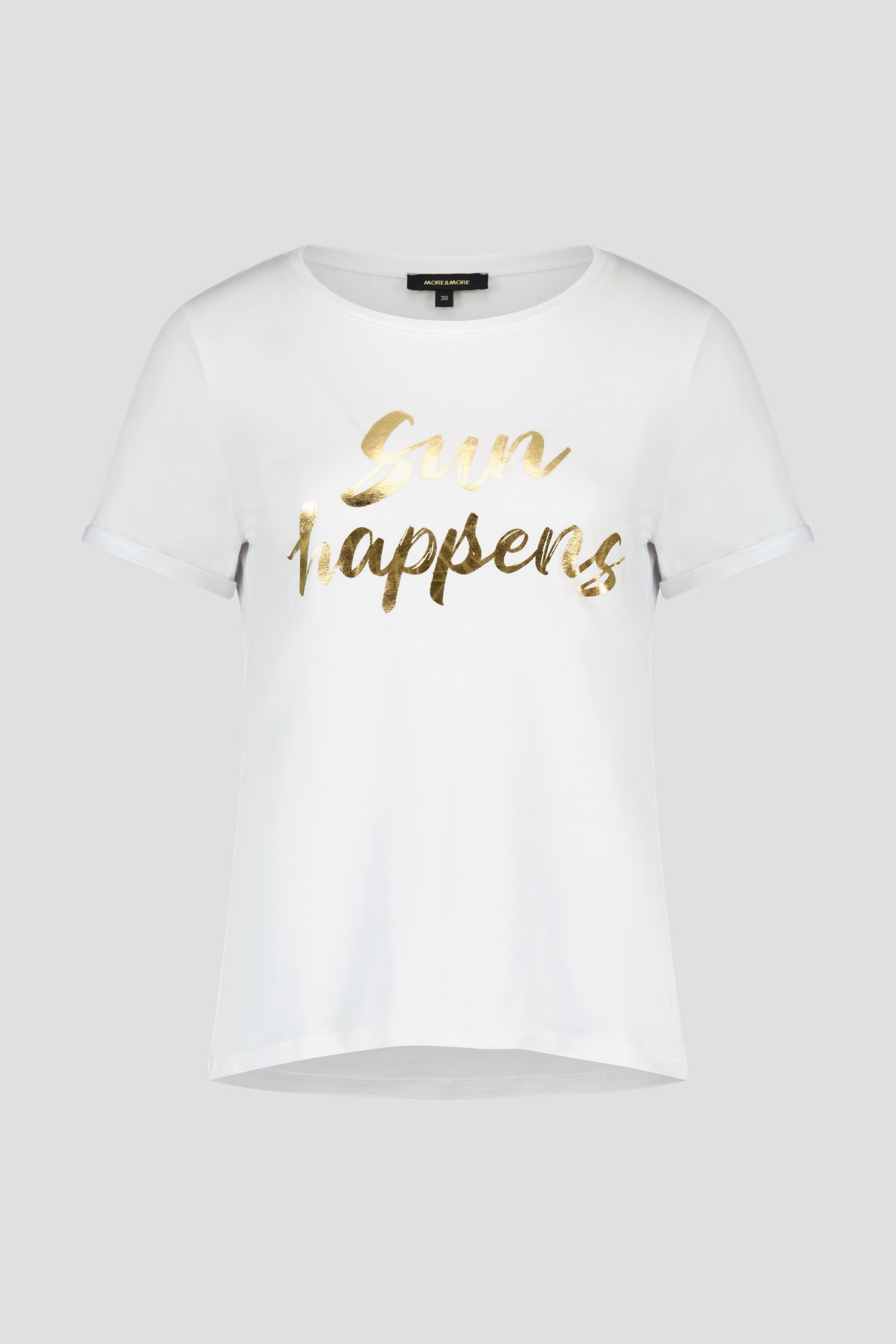 Wit T-shirt met gouden opschrift van More & More voor Dames
