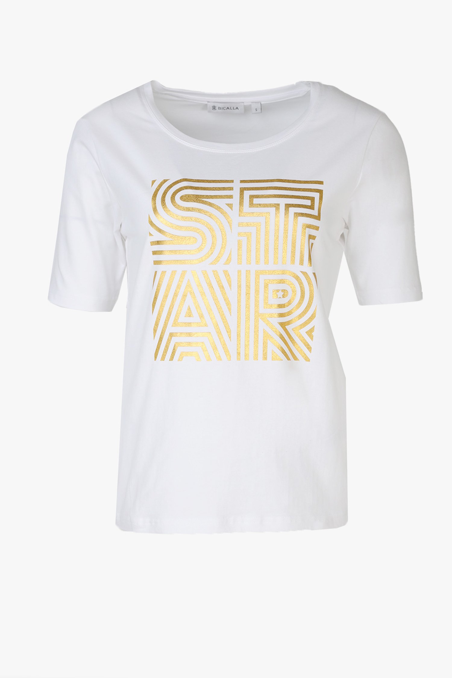 Ideaal Krijgsgevangene Fotoelektrisch Wit T-shirt met gouden print van Bicalla | 9762947 | e5