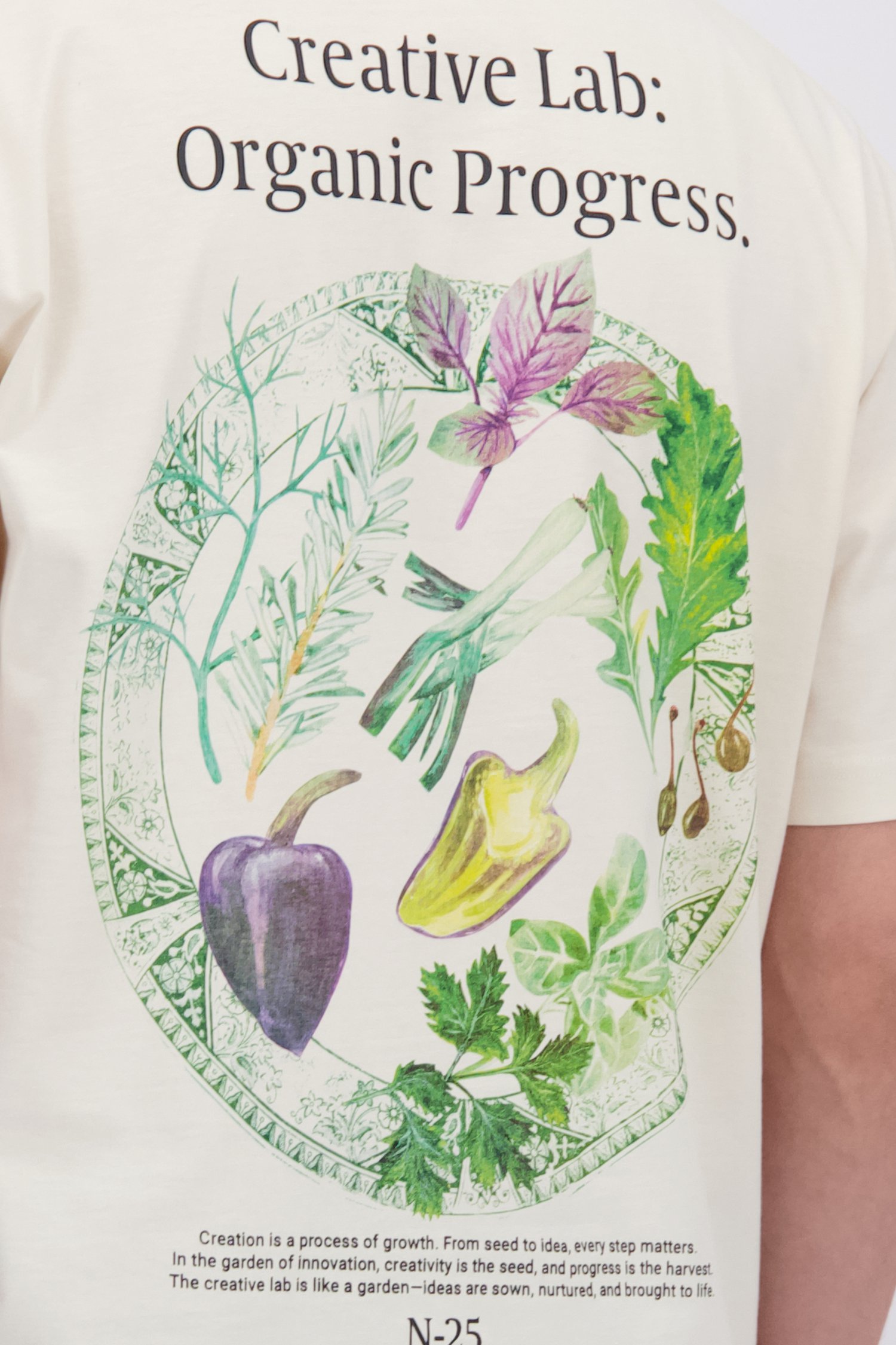 Detail van Wit T-shirt met ronde hals en organische print door Only & Sons voor Heren