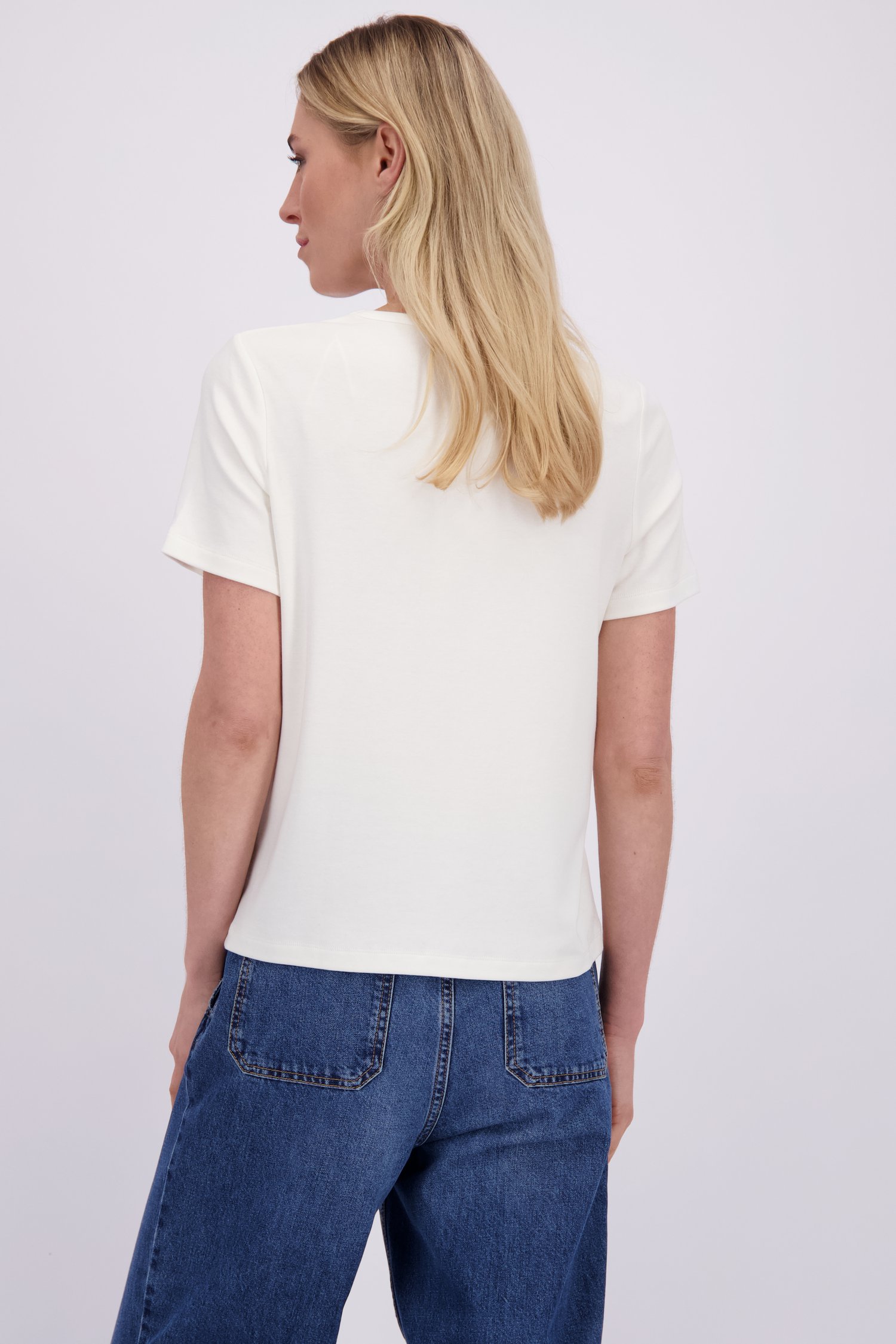 Achterkant van Wit T-shirt met ronde hals door Liberty Island voor Dames