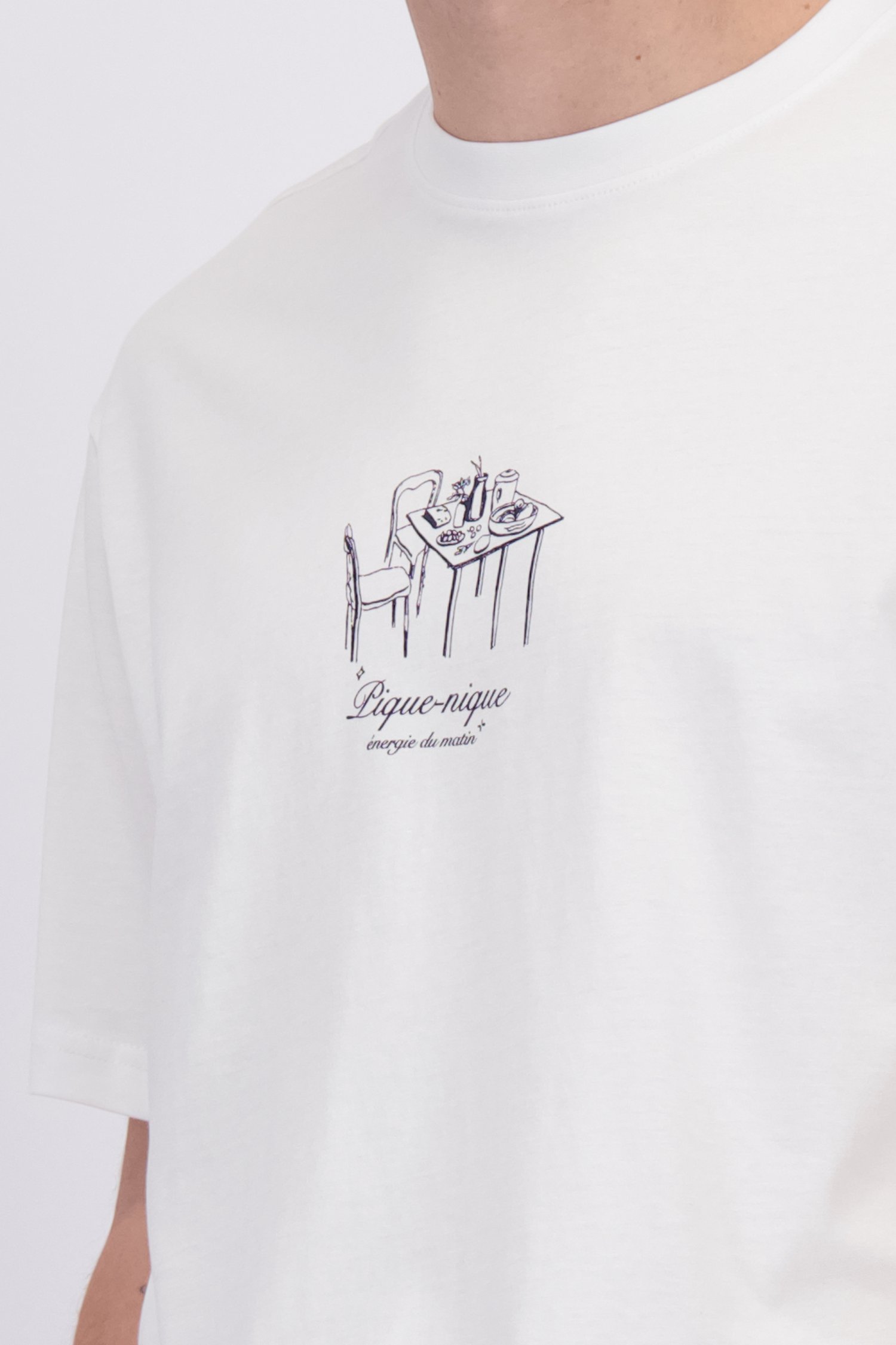 Detail van Wit T-shirt met ronde hals  door Only & Sons voor Heren