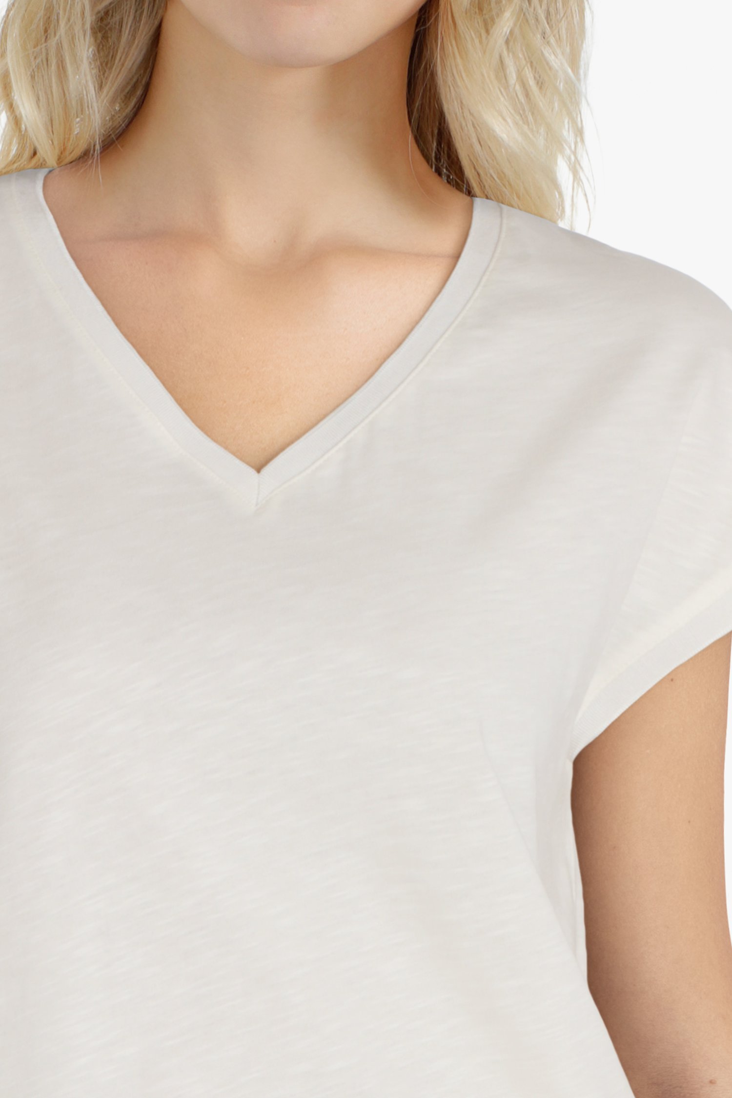 Wit T-shirt met V-hals van Libelle voor Dames