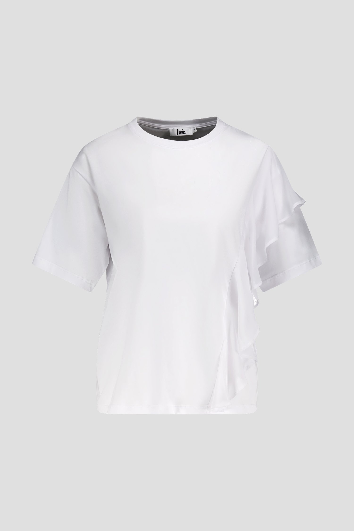 Wit T-shirt met volant en korte mouwen van Louise voor Dames