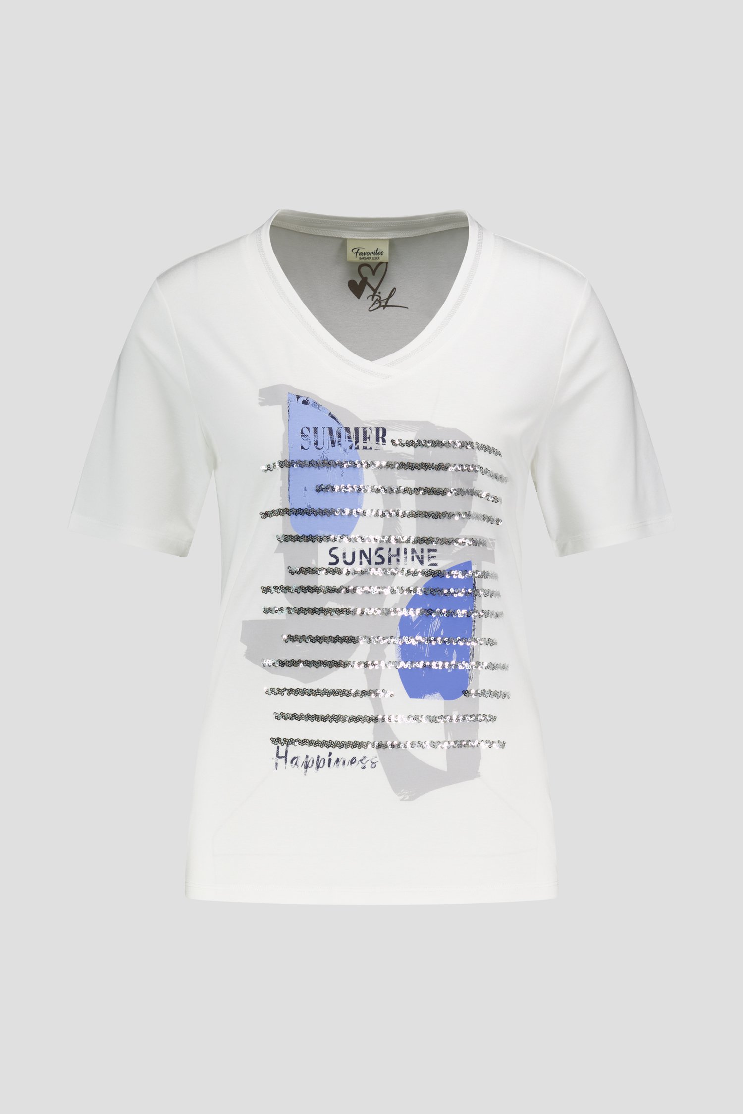Wit T-shirt met zilverkleurige pailletten van Barbara Lebek voor Dames