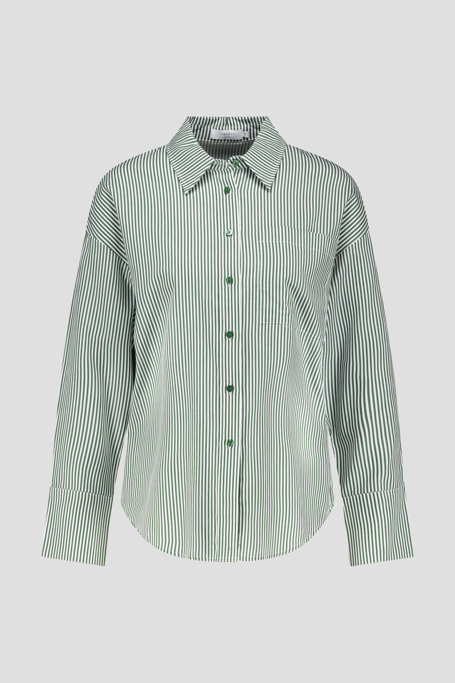 Productfoto 1 van Witte blouse met donkergroen gestreept motief  door Liberty Island voor Dames