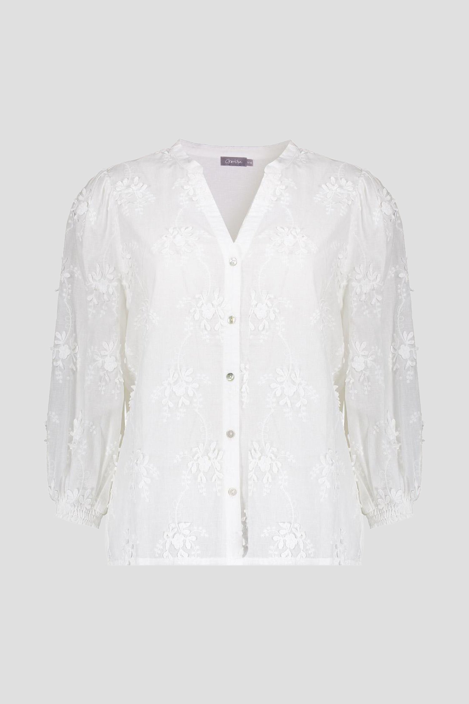 Productfoto 1 van Witte blouse met geborduurd bloemenmotief door Geisha voor Dames