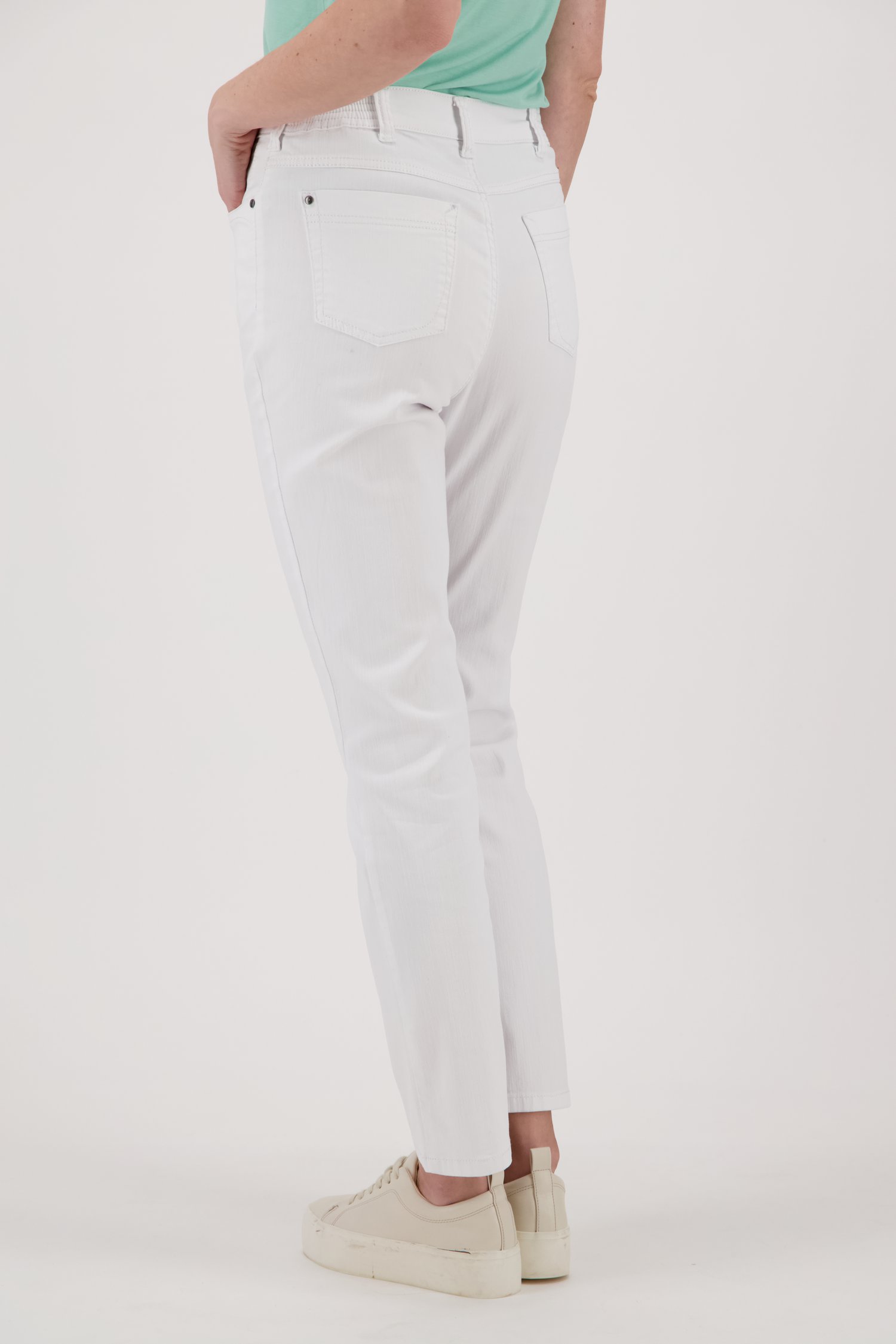 Witte jeans met elastische taille - straight fit van Anna Montana voor Dames