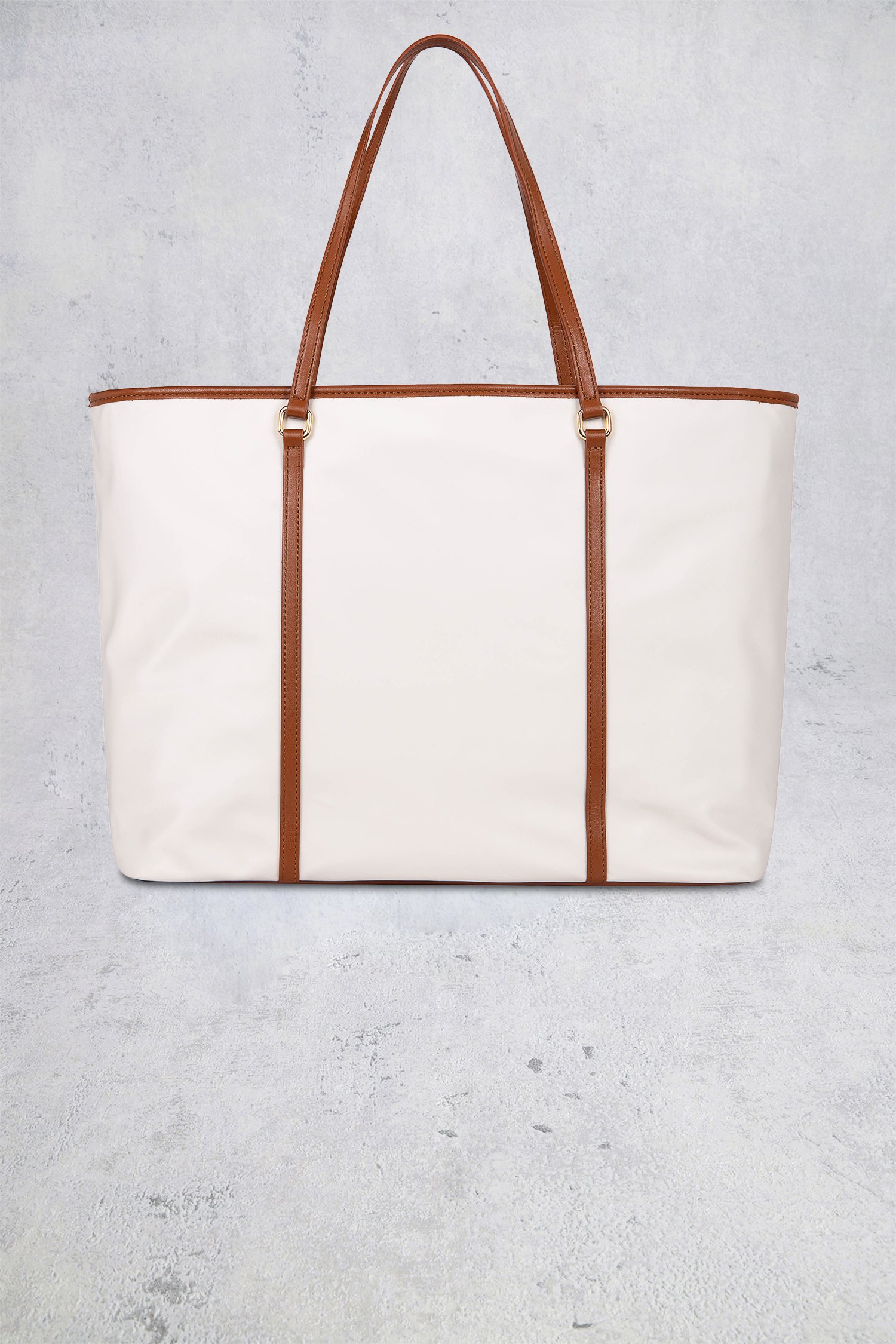 Achterkant van Witte schoudertas met bruine details door Laurent David voor Dames