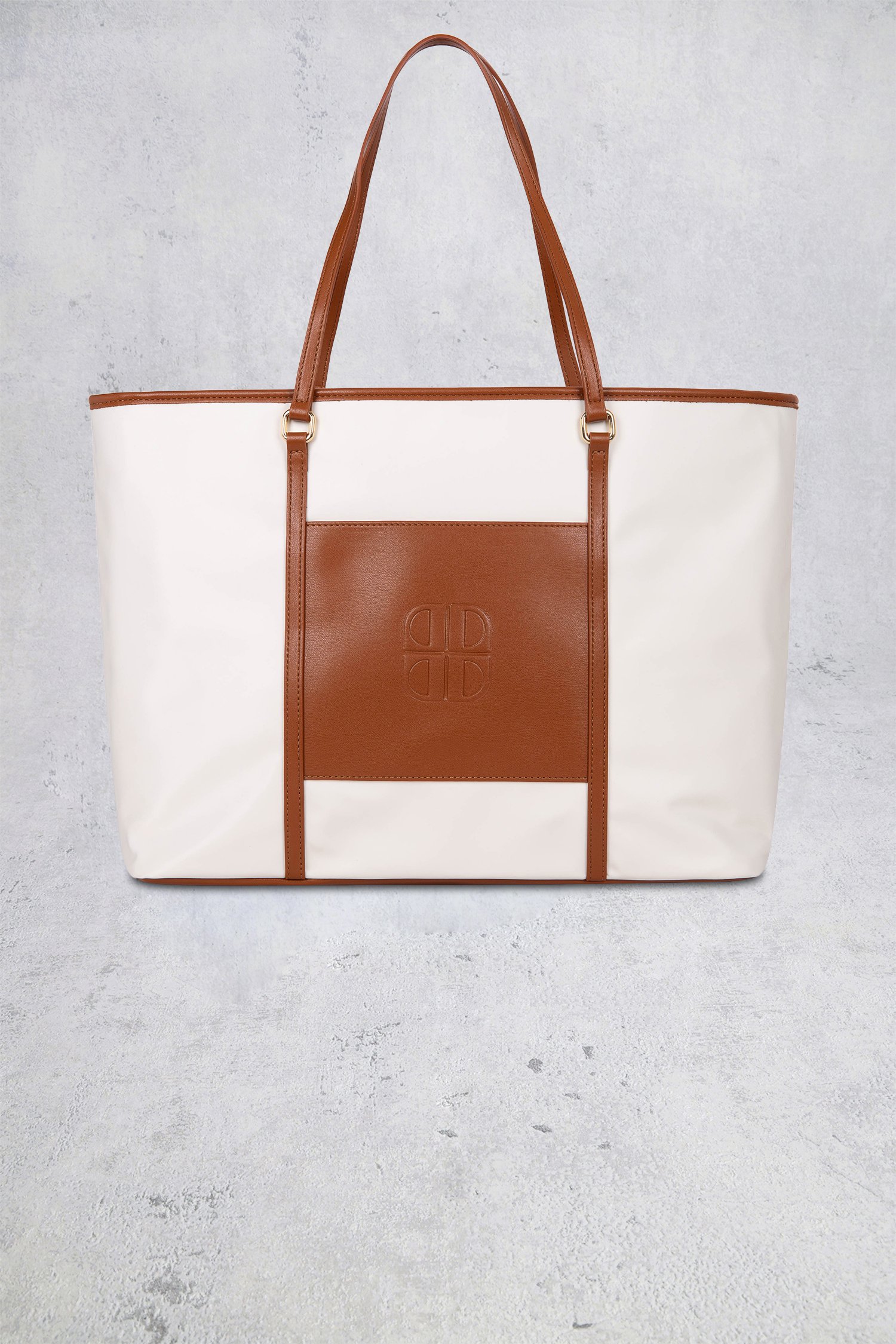 Voorkant van Witte schoudertas met bruine details door Laurent David voor Dames