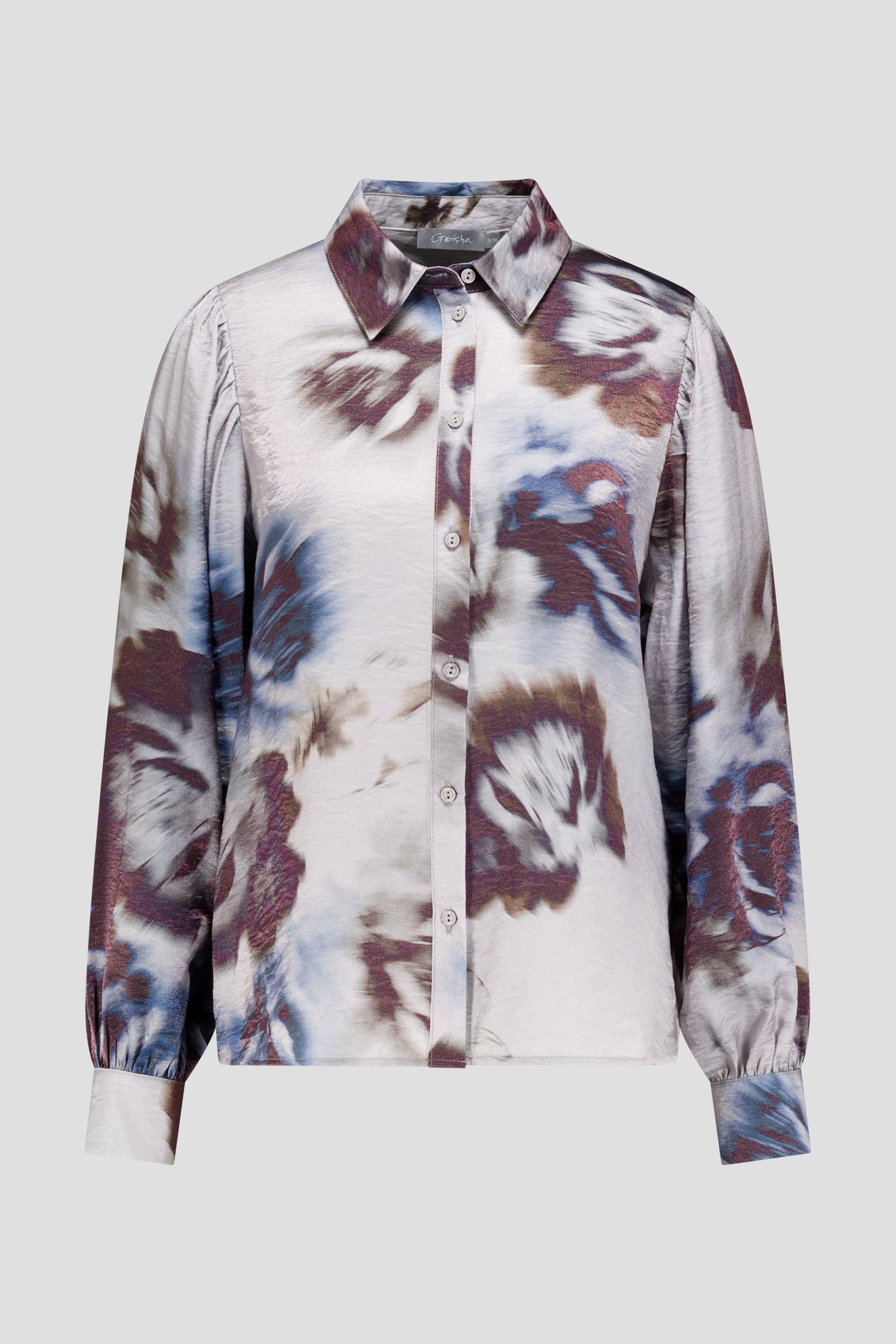 Productfoto 1 van Zilvergrijze blouse met aquarelprint door Geisha voor Dames