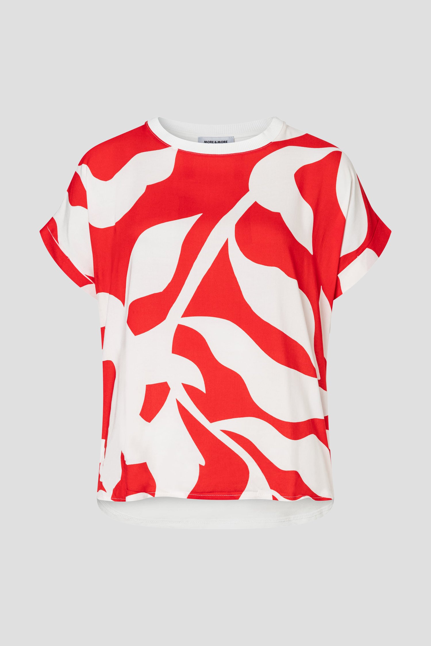 Productfoto 1 van Zomerse blouse met rood-wit bladerenmotief door More & More voor Dames