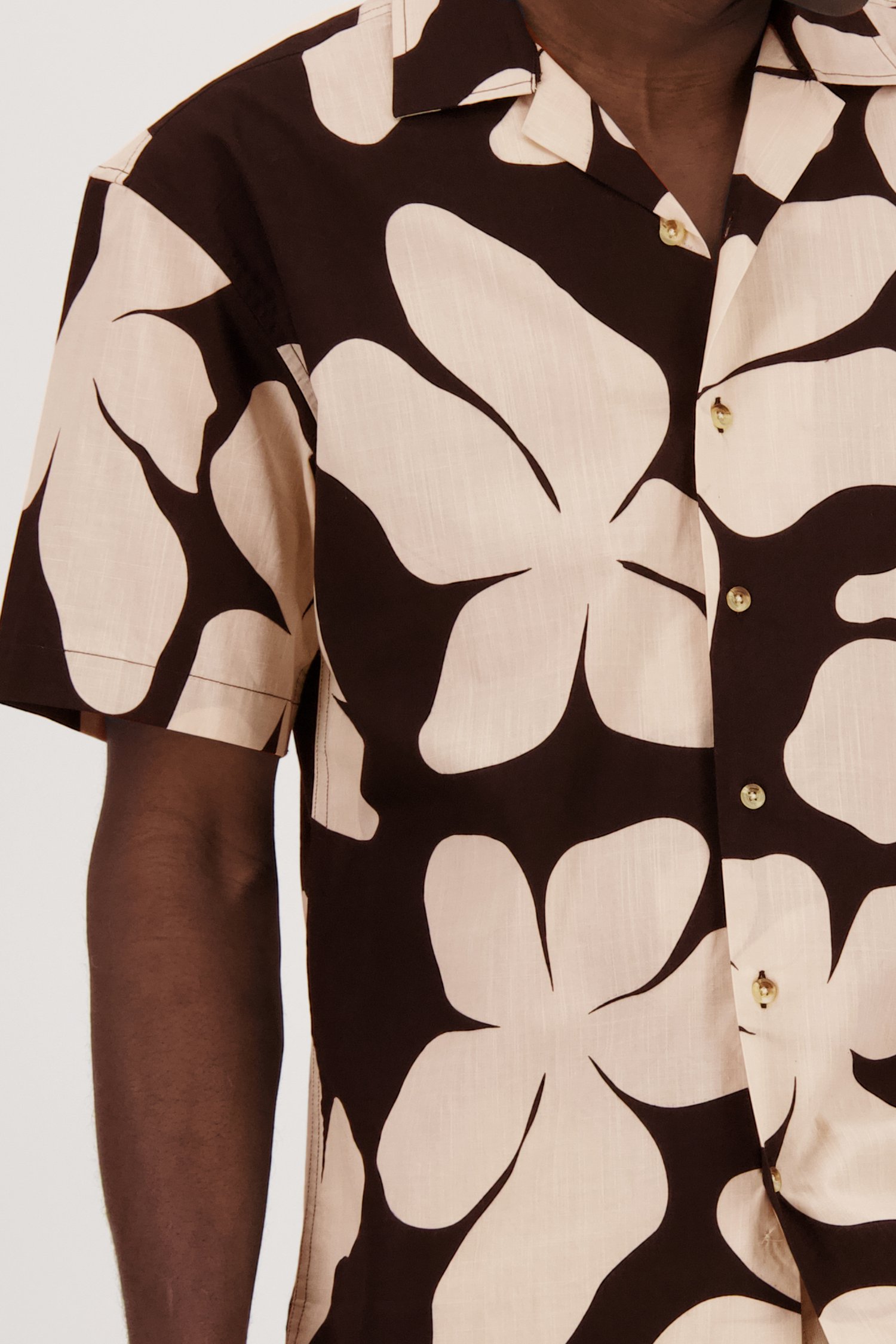 Zwart hemd met lichtbeige print - Regular fit van Casual Five voor Heren