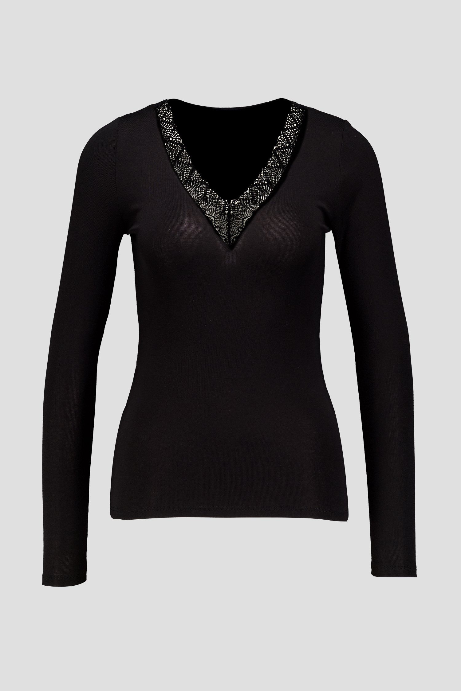 Voorkant van Zwart thermoshirt met lange mouwen door Liberty Island voor Dames