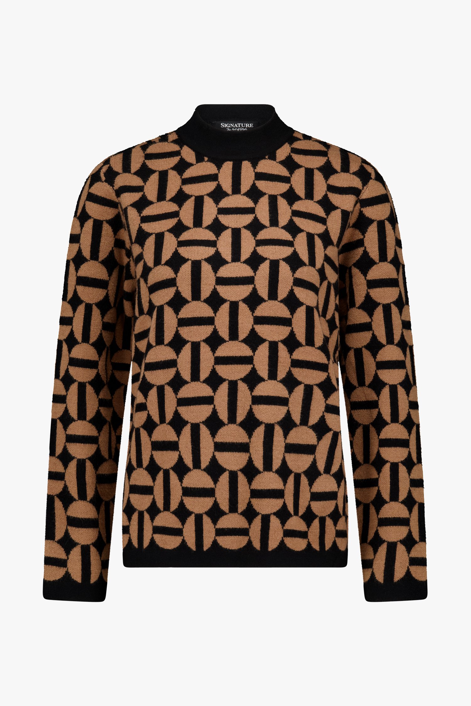Zwart truitje met beige print van Signature voor Dames