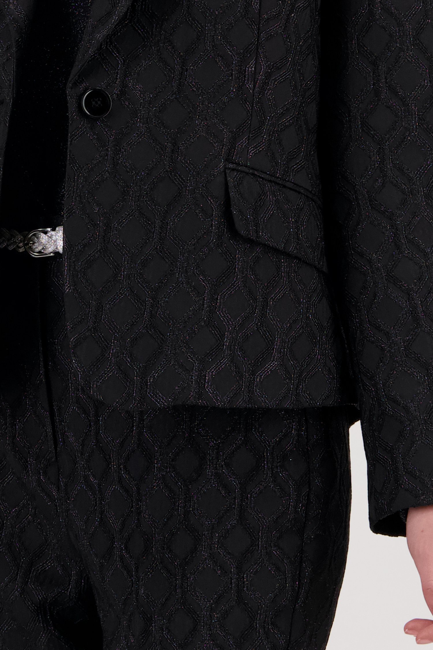 Zwarte blazer met glinsterend jaquard motief van D'Auvry voor Dames