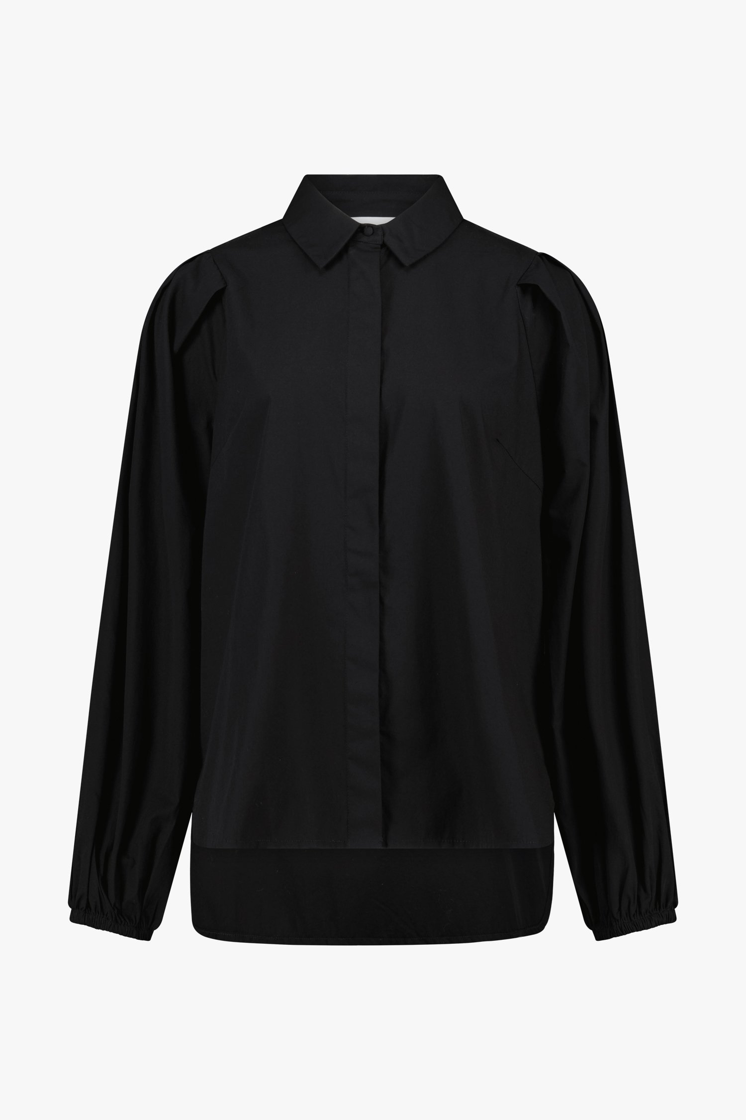 Zwarte blouse met chique afwerking  van Fransa voor Dames