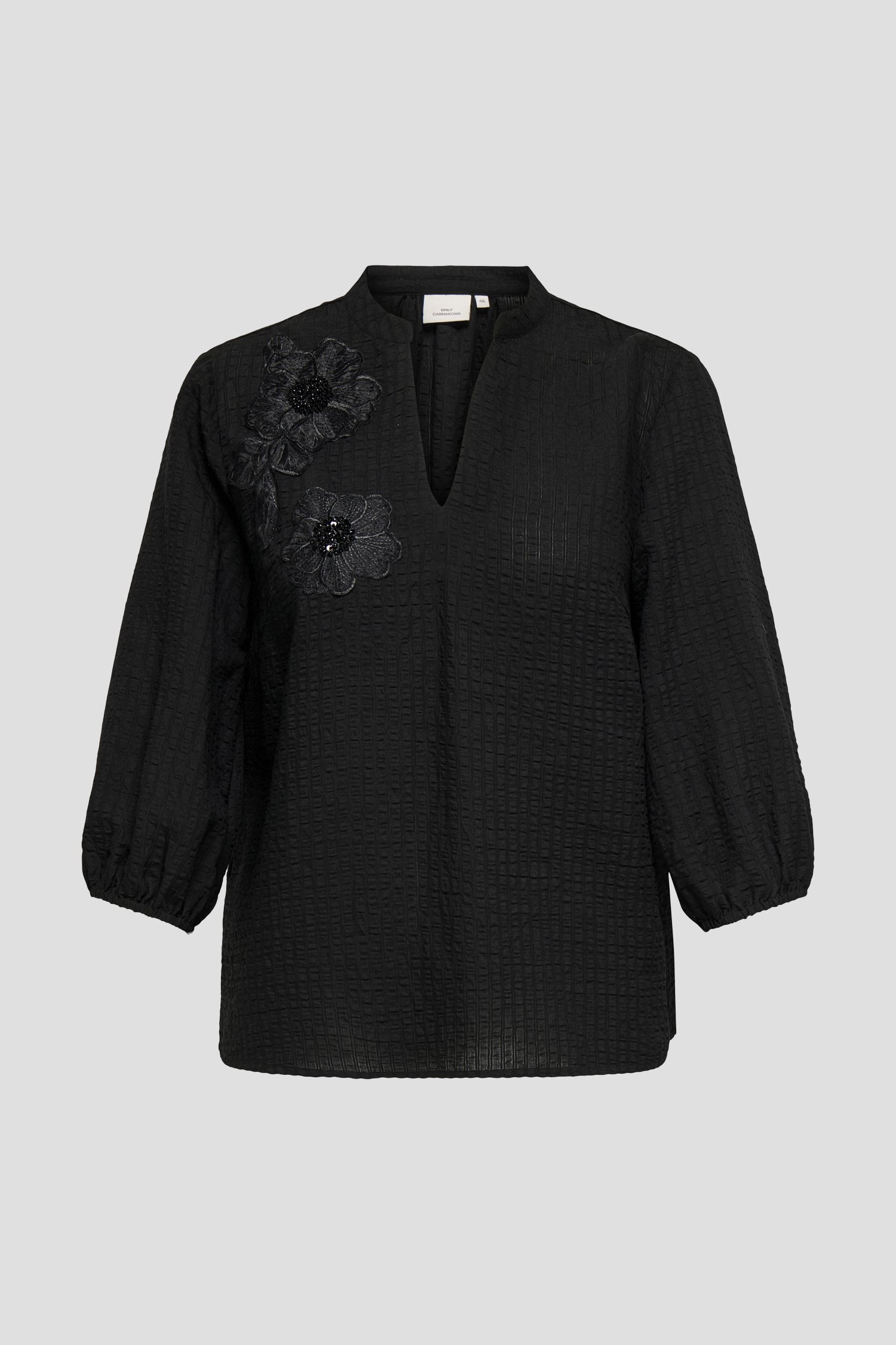 Productfoto 1 van Zwarte blouse met geborduurde bloemen door ONLY Carmakoma voor Dames