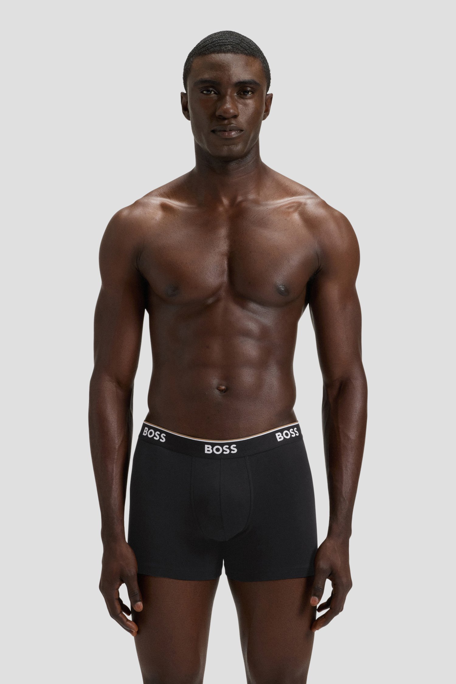 Achterkant van Zwarte boxershorts - Set van 3 door Hugo Boss voor Heren