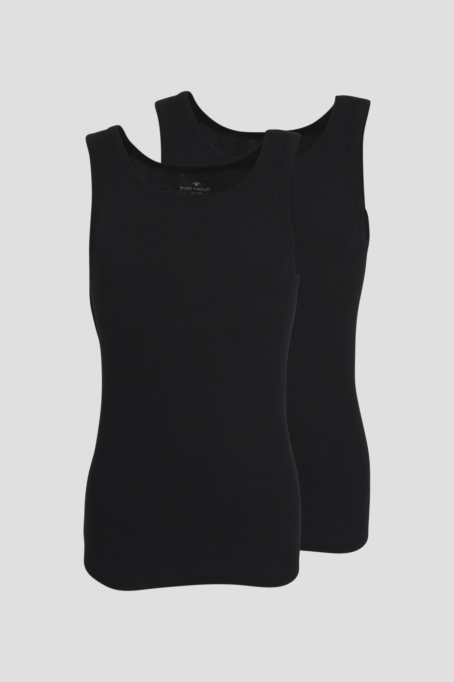 Zwarte geribde tanktop - Set van 2 van Tom Tailor voor Heren