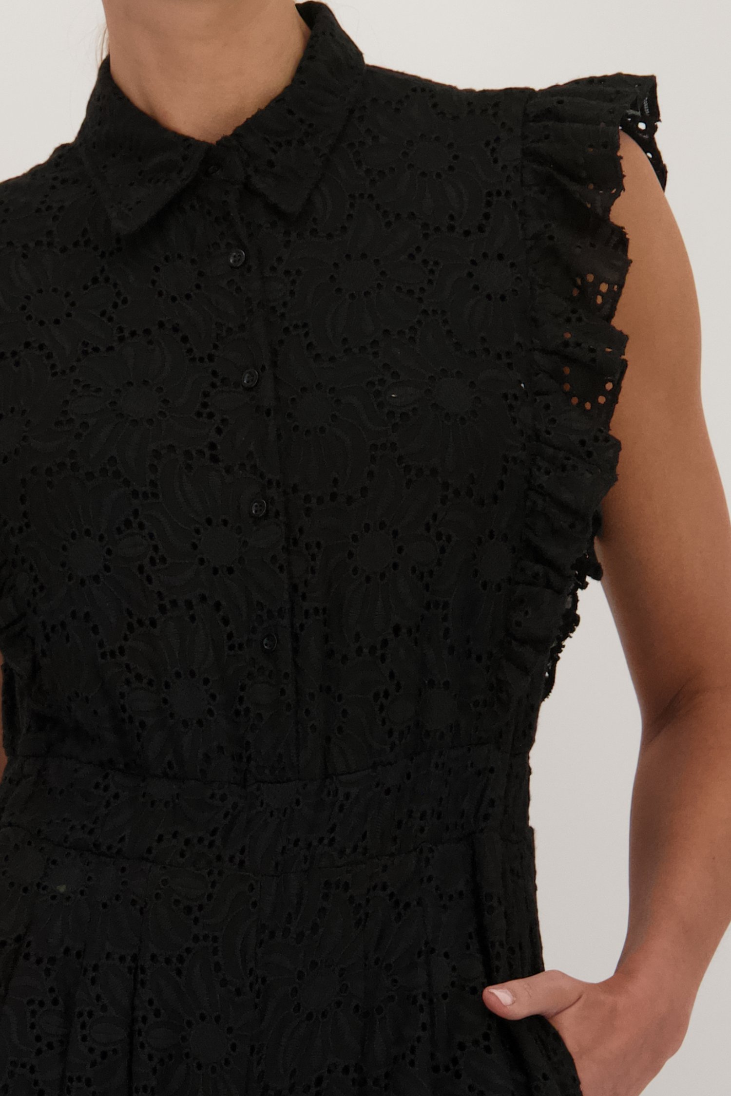 Zwarte jumpsuit met broderie anglaise van More & More voor Dames