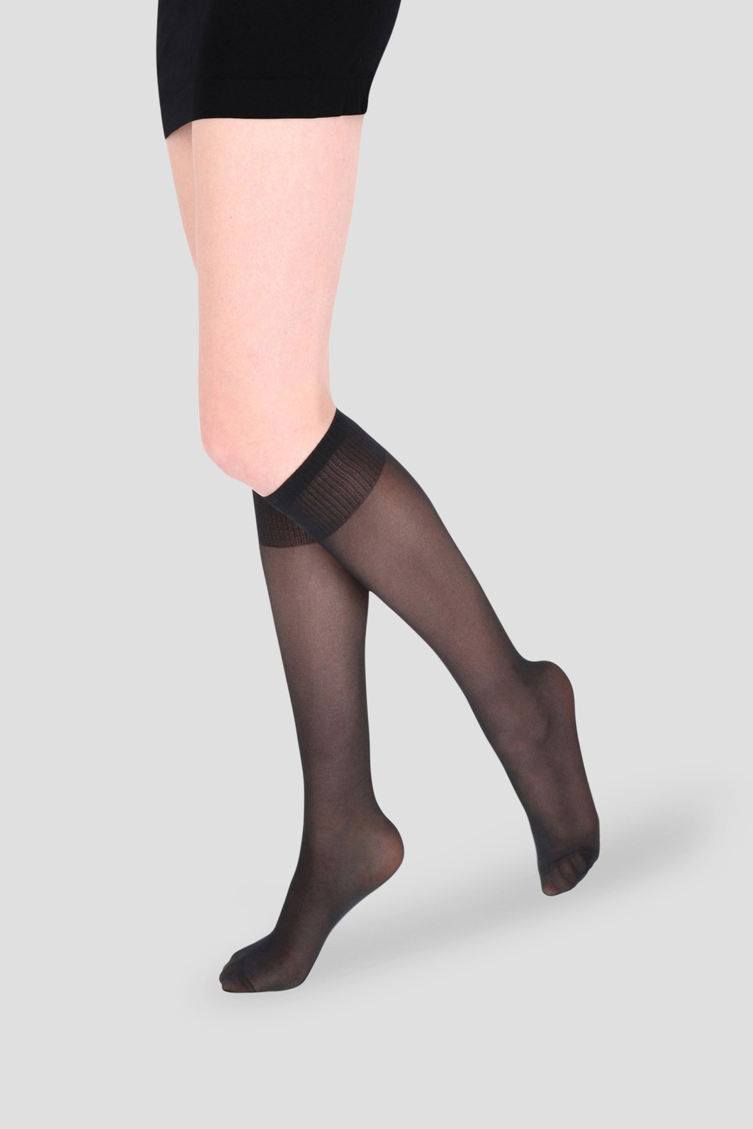 Voorkant van Zwarte kniekousen - 15 den - 2 paar door Liberty Island voor Dames