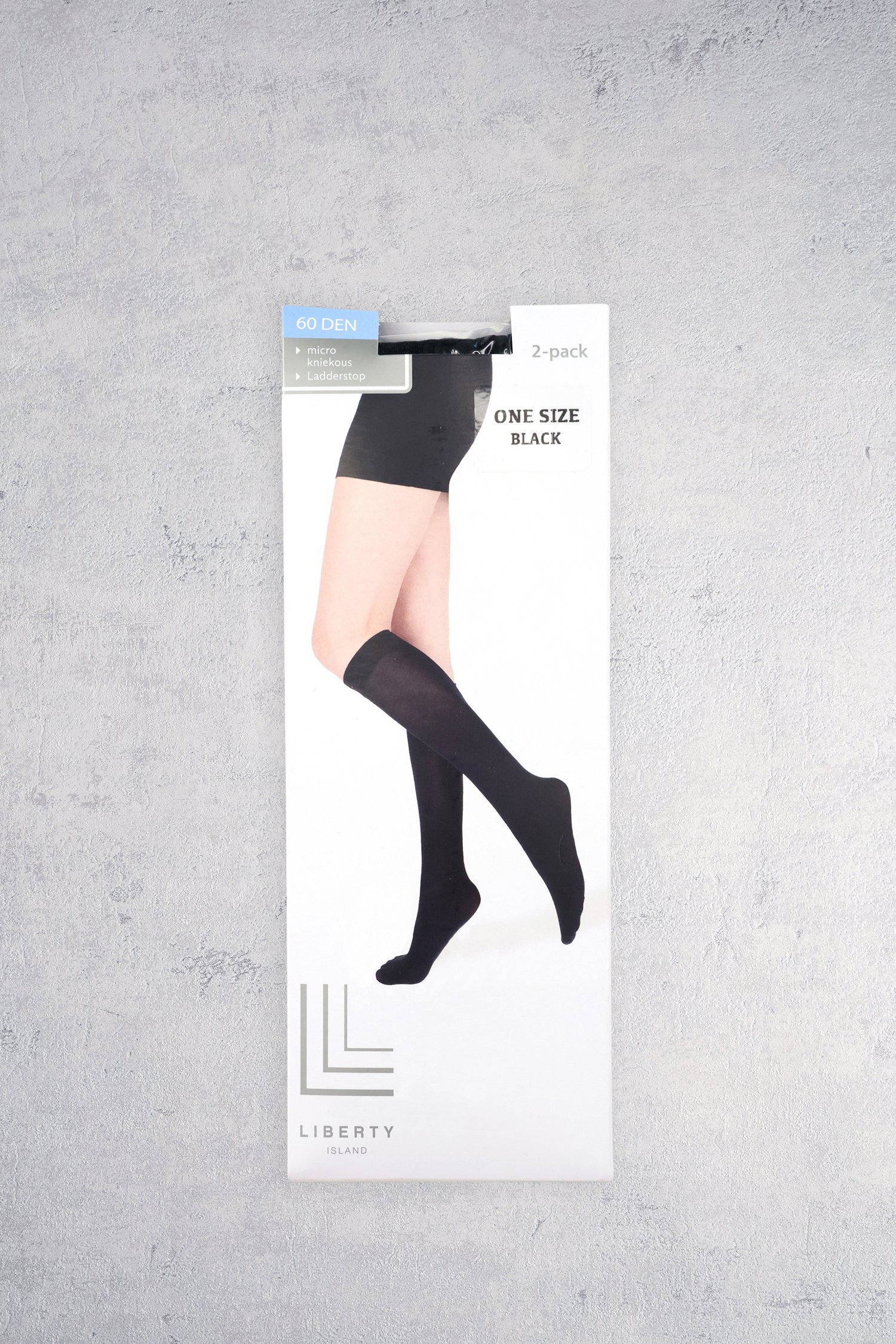 Productfoto 4 van Zwarte kniekousen - 60 den - 2 paar door Liberty Island voor Dames