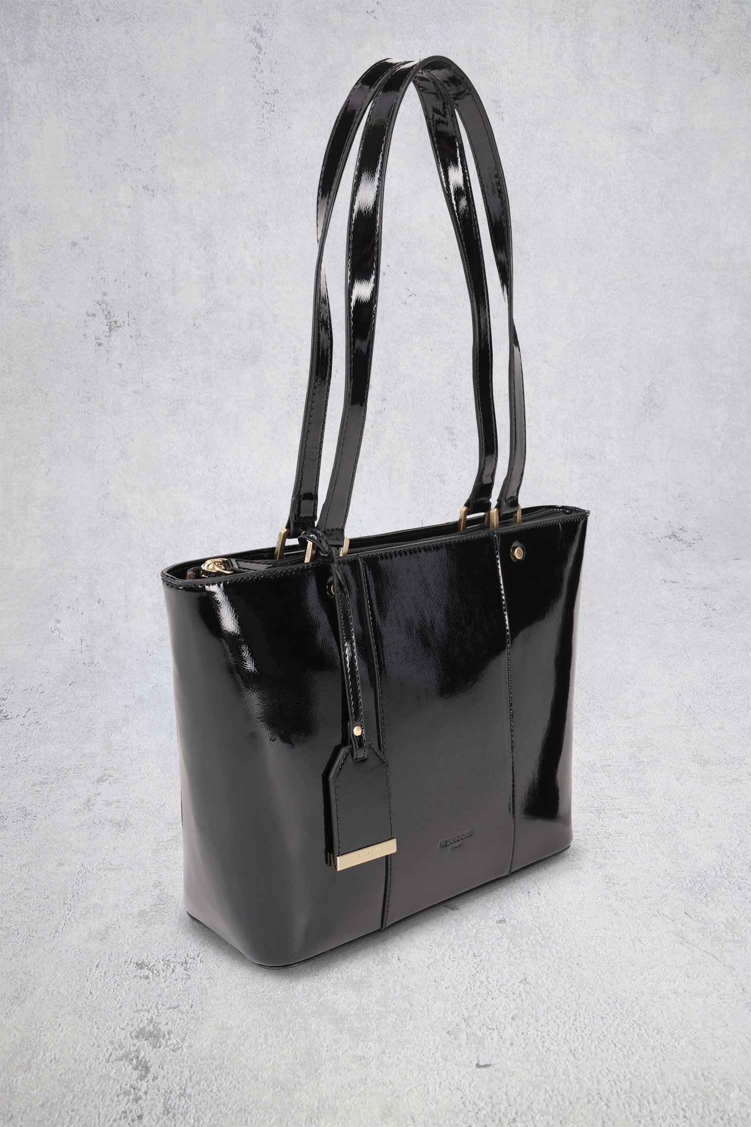 Achterkant van Zwarte laqué handtas door Hexagona voor Dames