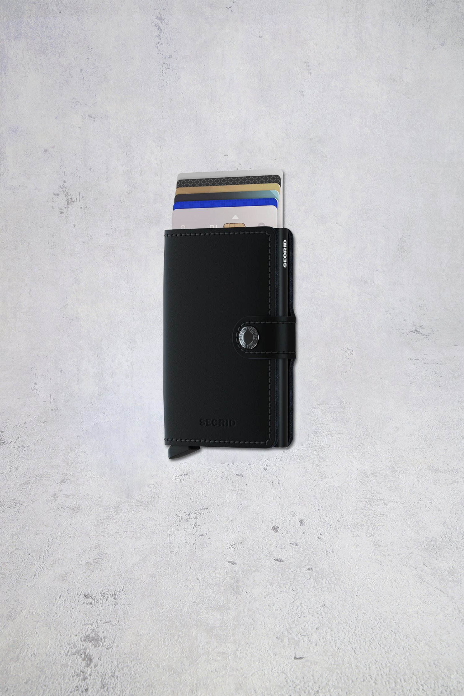 Detail van Zwarte lederen kaarthouder - Miniwallet matte door Secri voor Heren