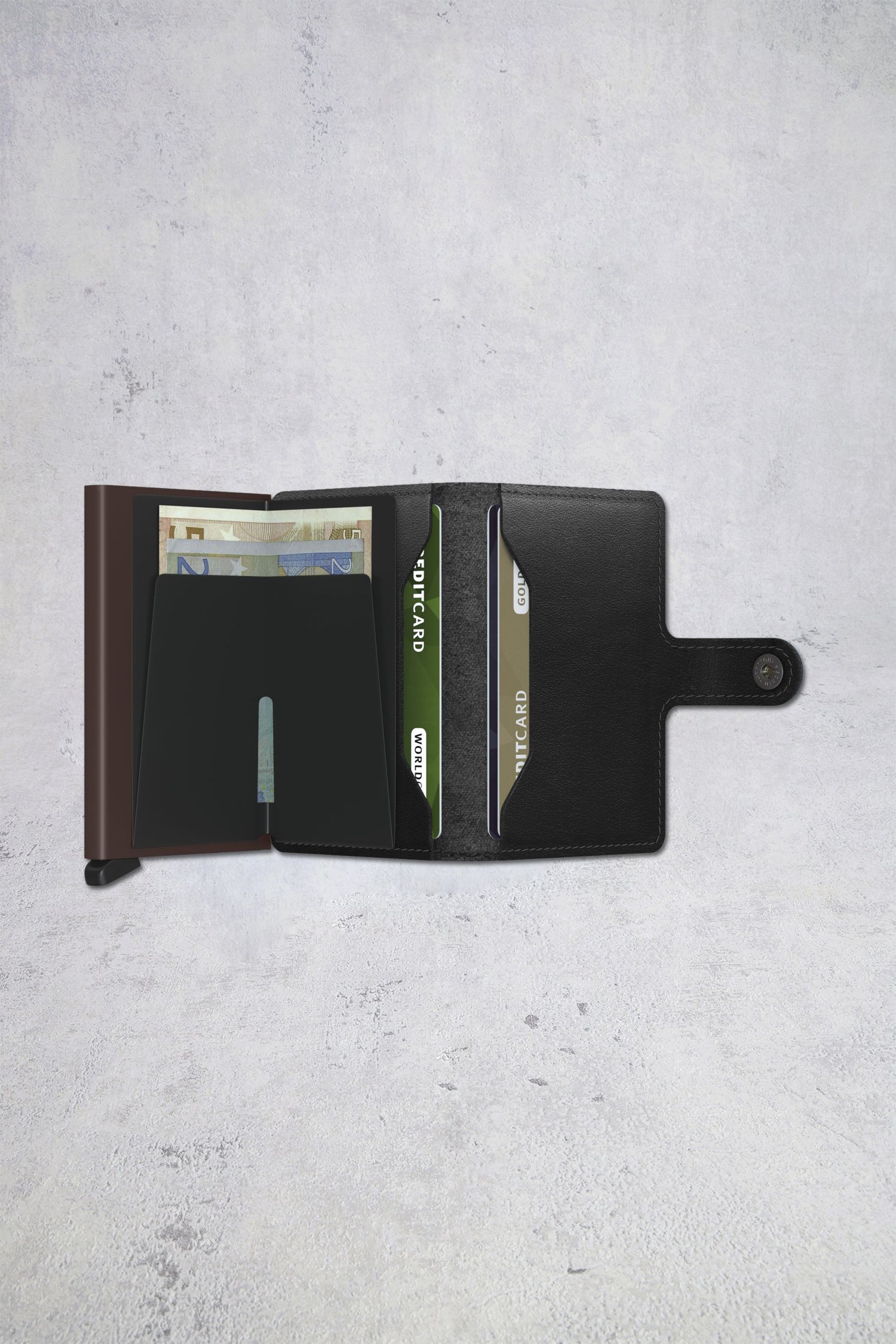 Productfoto 1 van Zwarte lederen kaarthouder  - Miniwallet original door Secri voor Heren