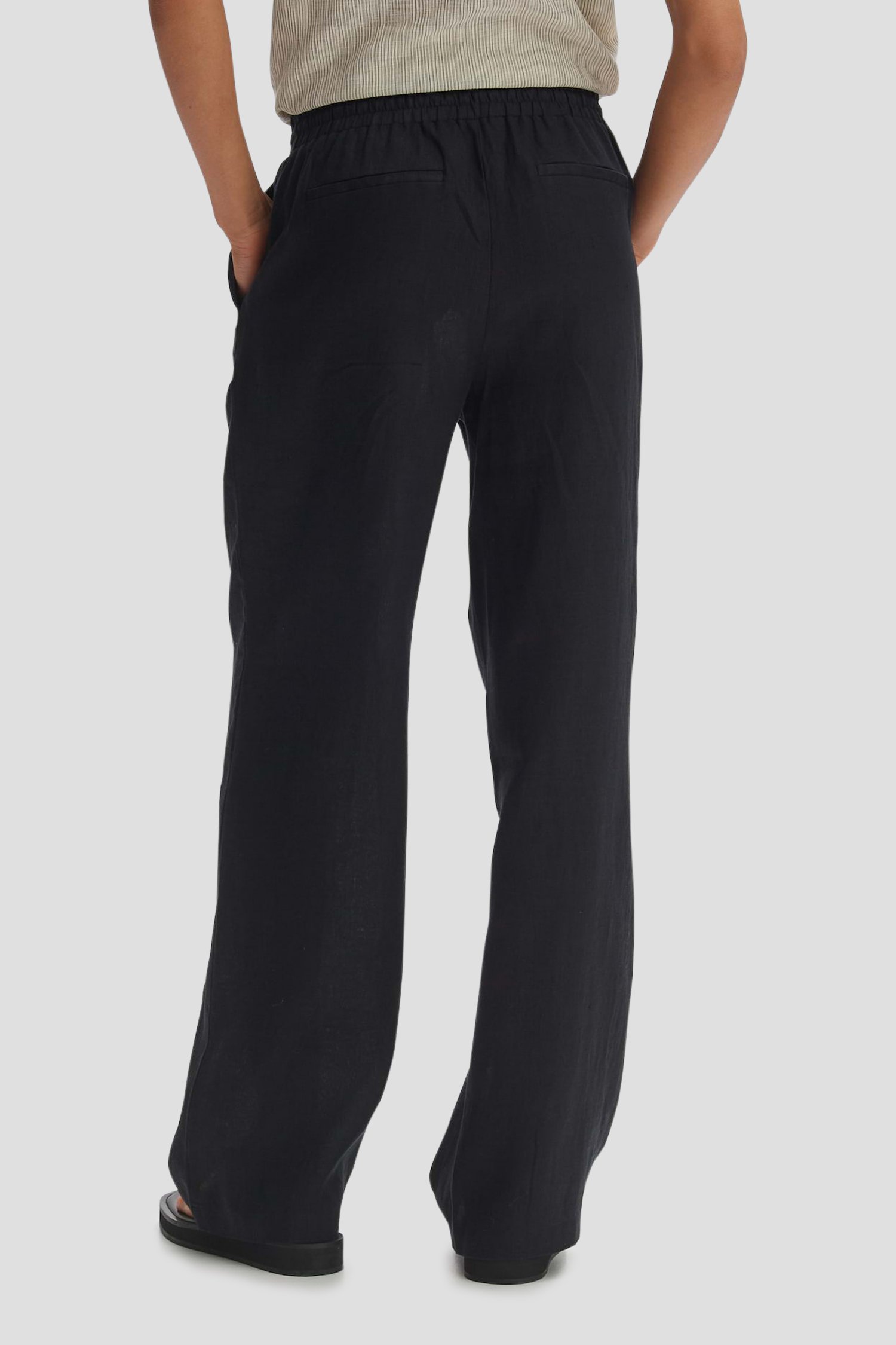 Zwarte linnen broek van Opus voor Dames