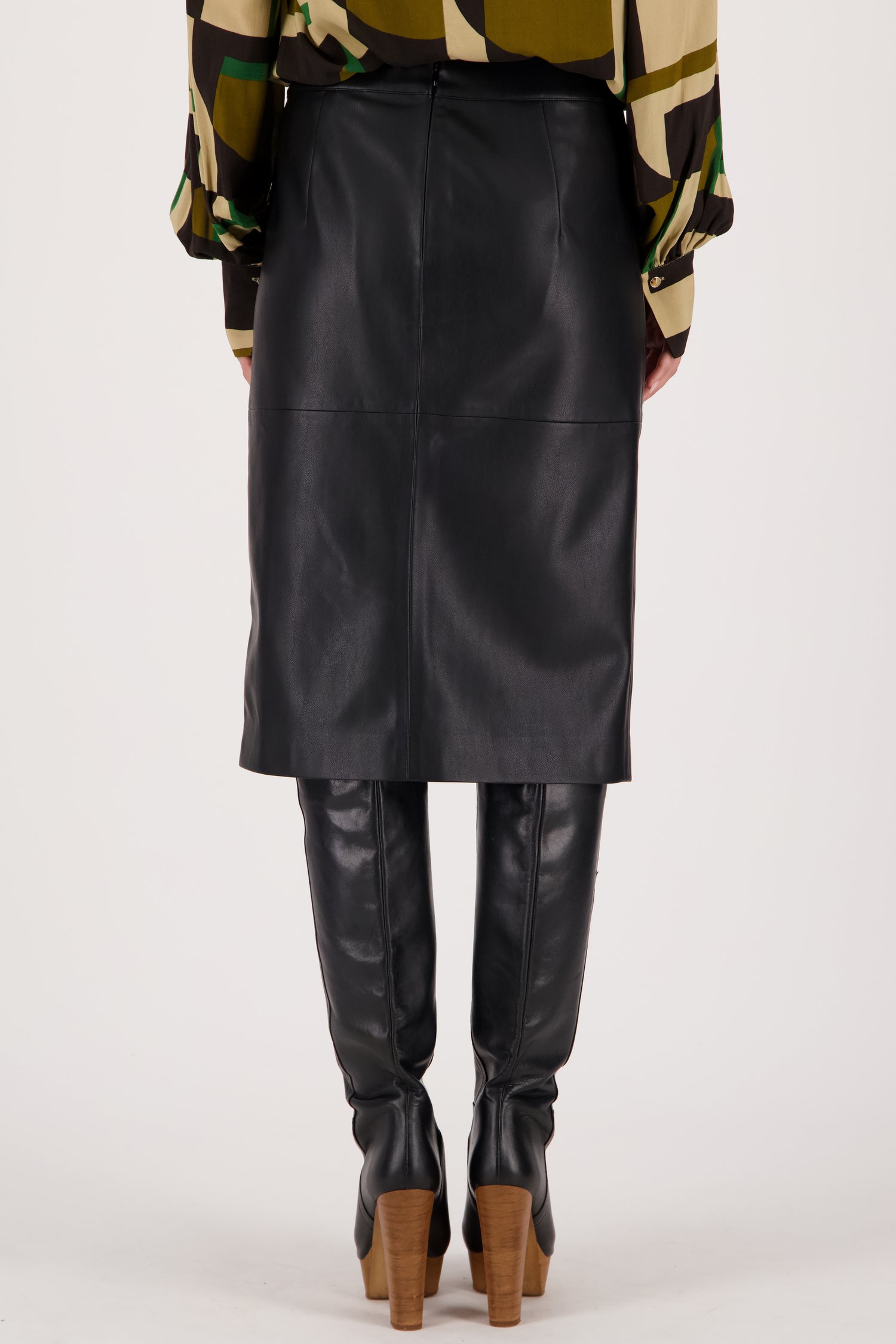 Zwarte rok met leather look van D'Auvry voor Dames