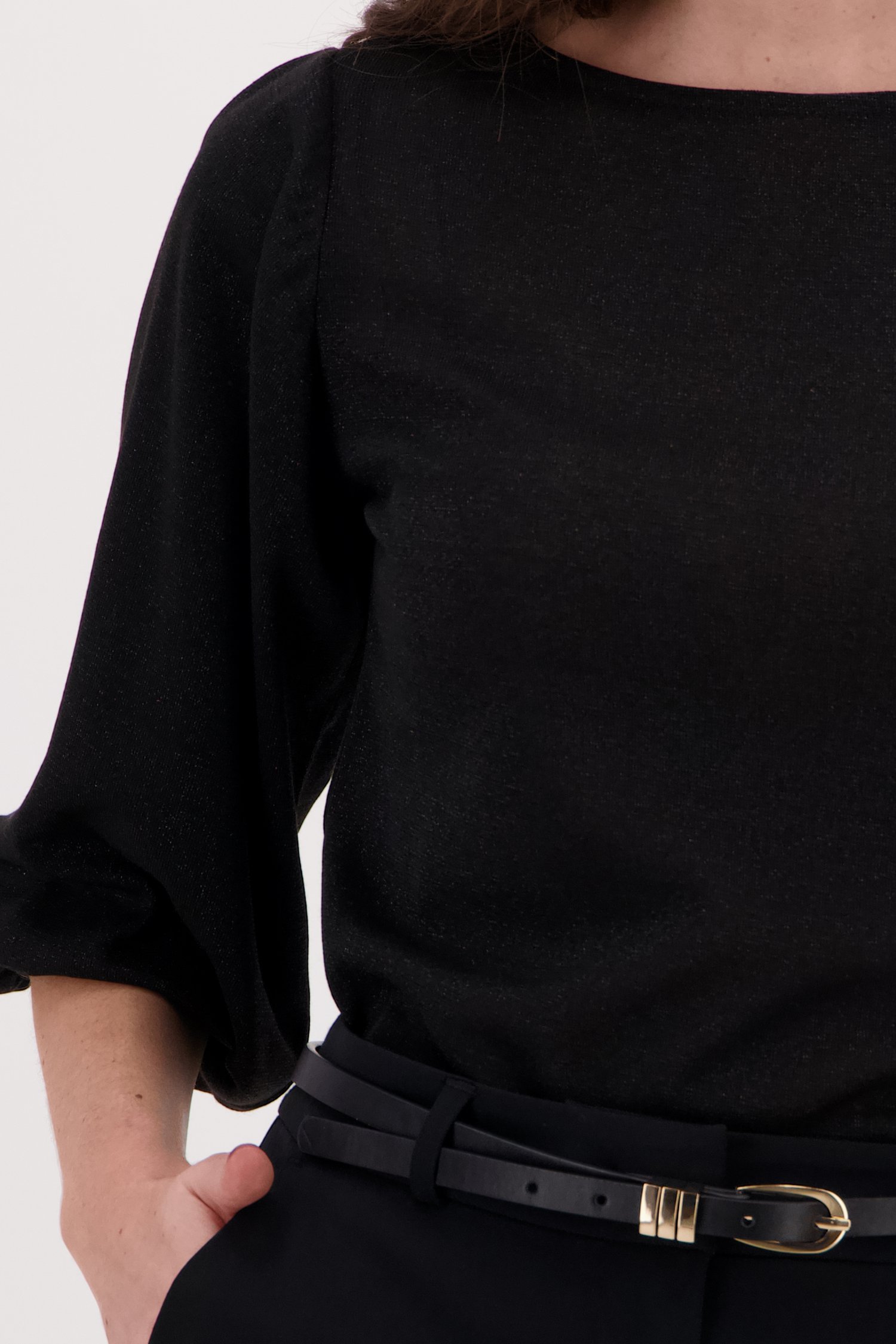 Zwarte trui met lurex en ballonmouwen van D'Auvry voor Dames