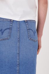 
Jupe en denim bleu foncé avec fente de Liberty Island Denim pour Femmes