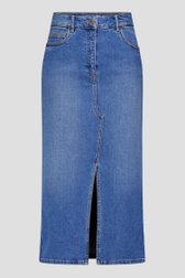 
Jupe en denim bleu foncé avec fente de Liberty Island Denim pour Femmes