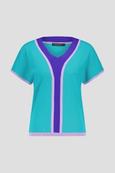  Turquoise trui met V-hals van Claude Arielle voor Dames